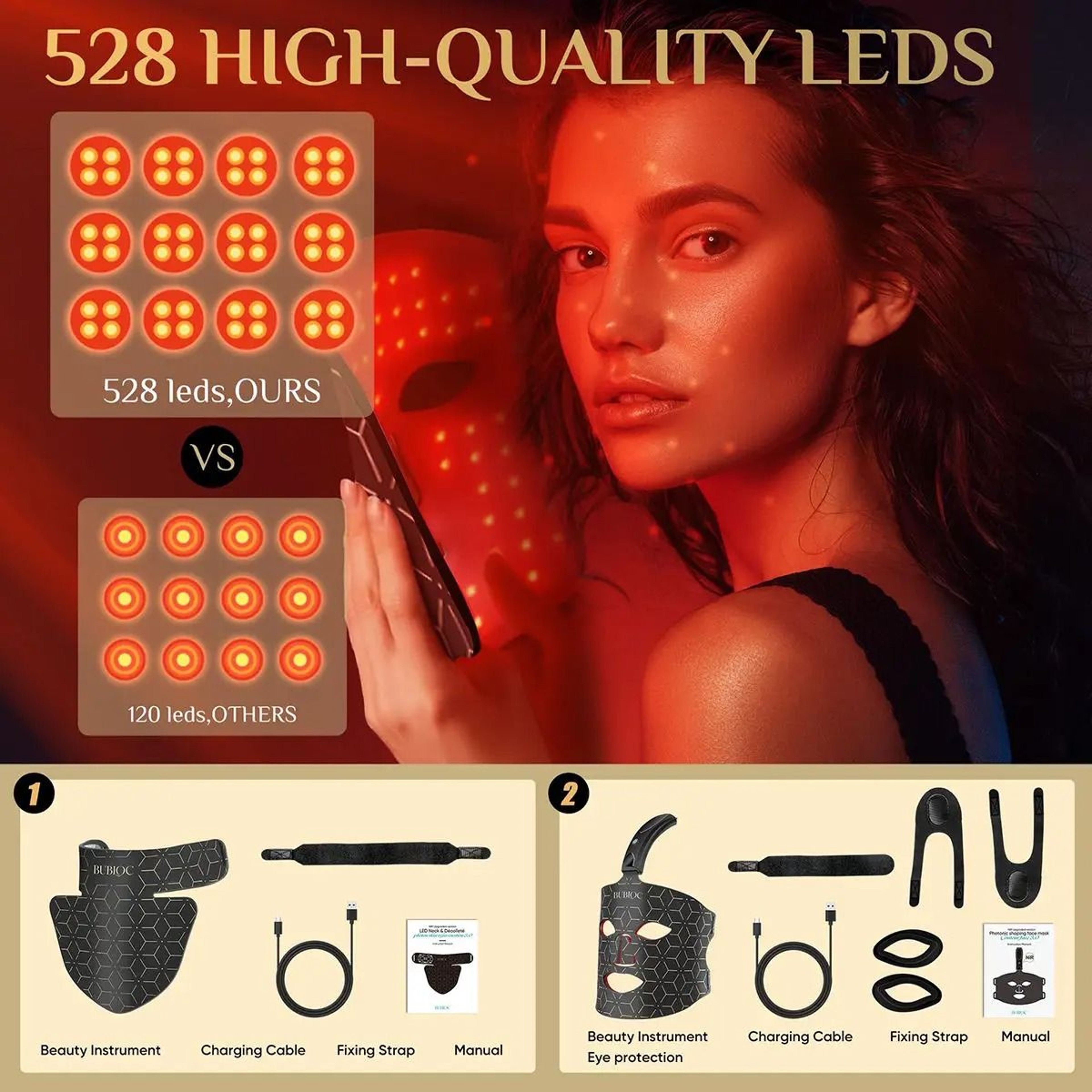Silicone LED Face Mask With Neck Red Light Therapy For Brighter Skin 7