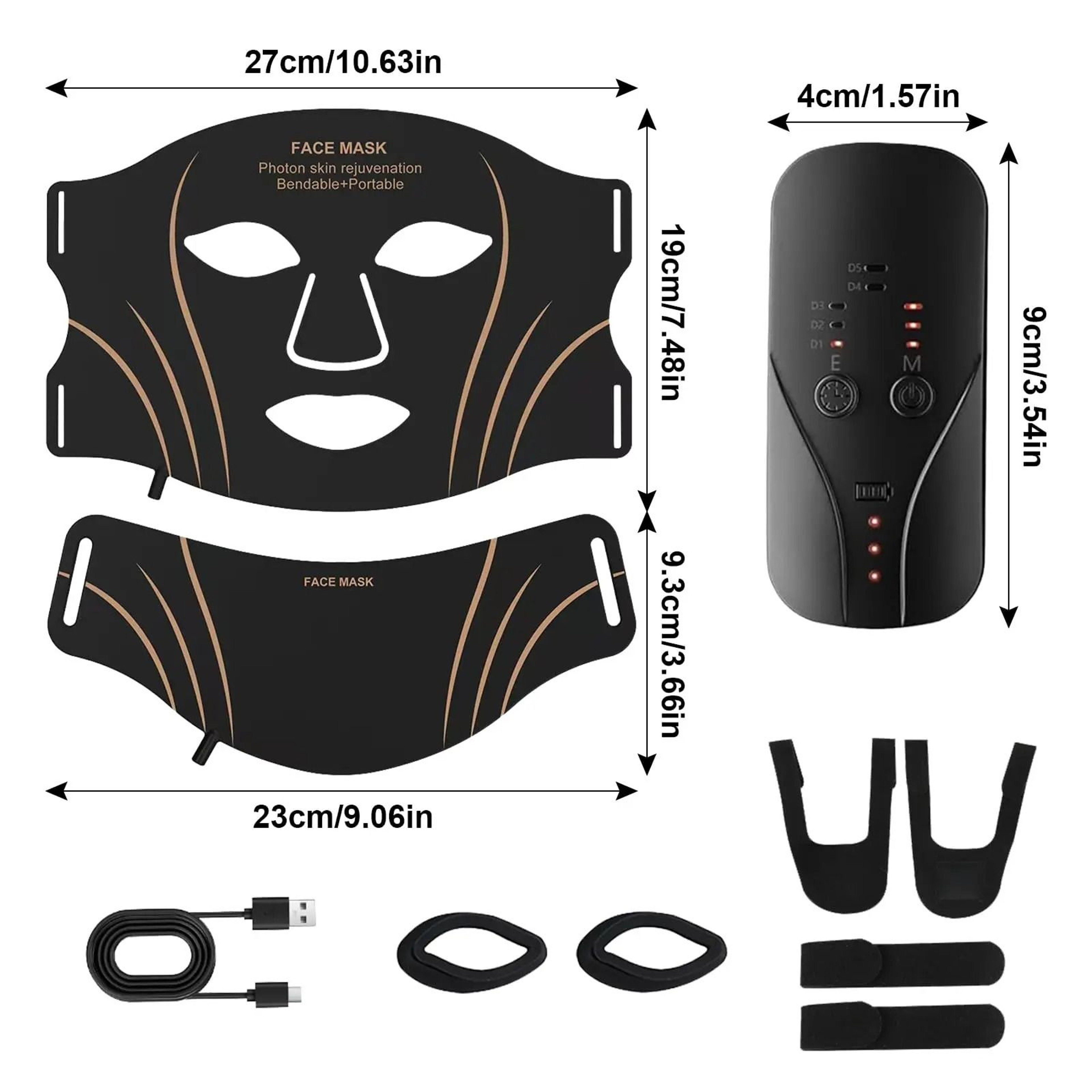 7 Color LED Face Mask USB Rechargeable Red Light Therapy Mask 3