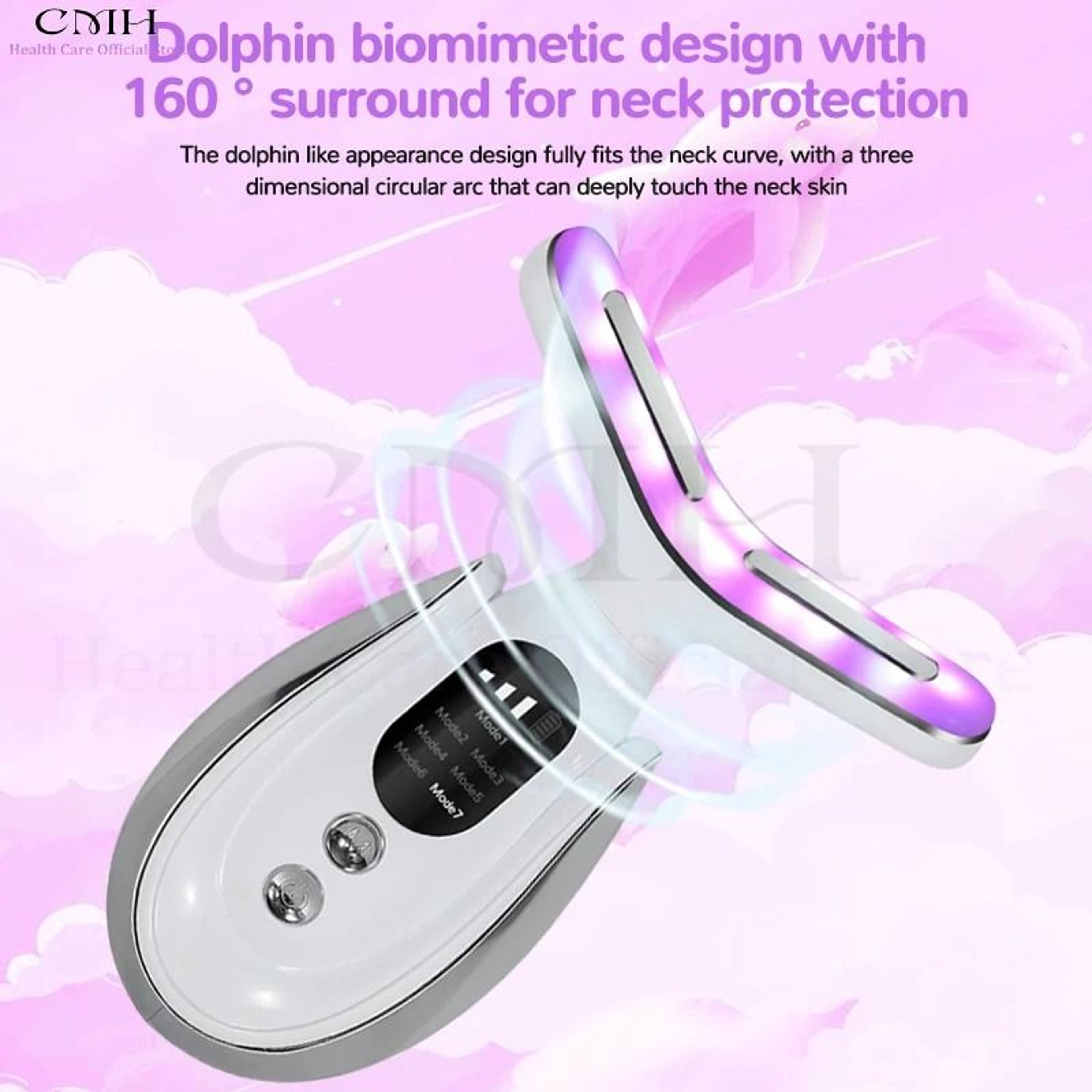 7 In 1 Neck Beauty Device Microcurrent Face Massager With LED Therapy 3