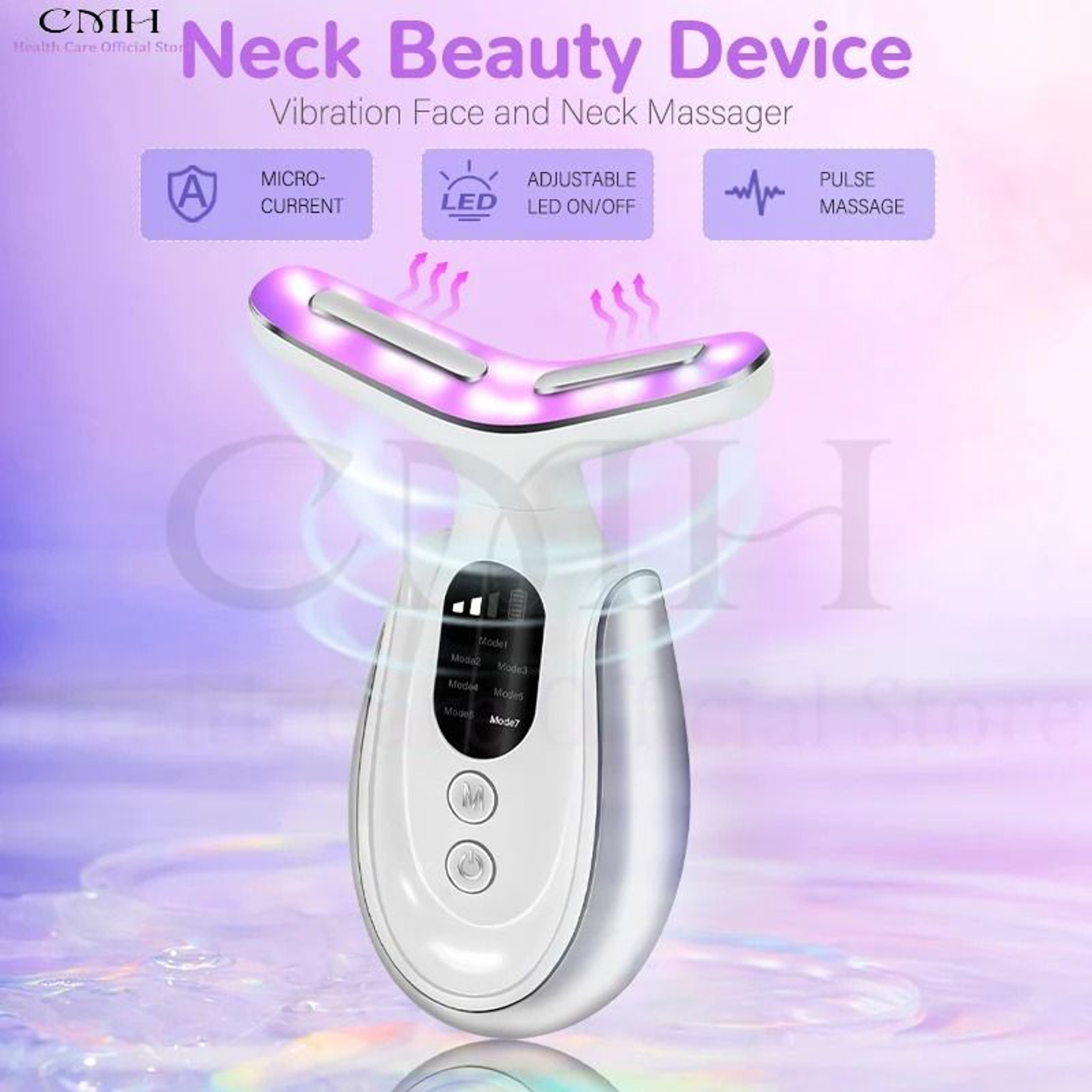 7 In 1 Neck Beauty Device Microcurrent Face Massager With LED Therapy 5