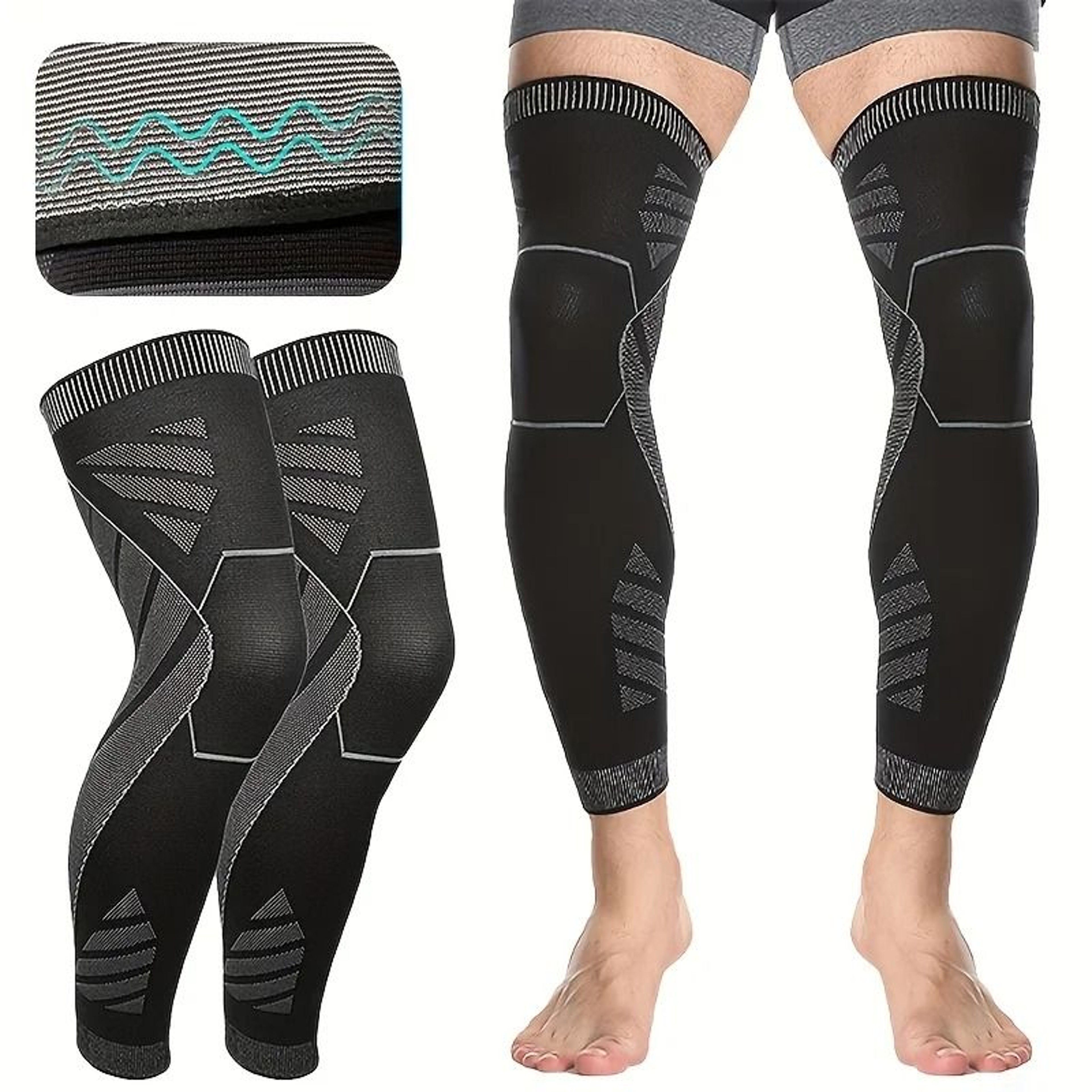 FlexFit Full Leg Compression Sleeve For Thigh Knee And Calf Support 5