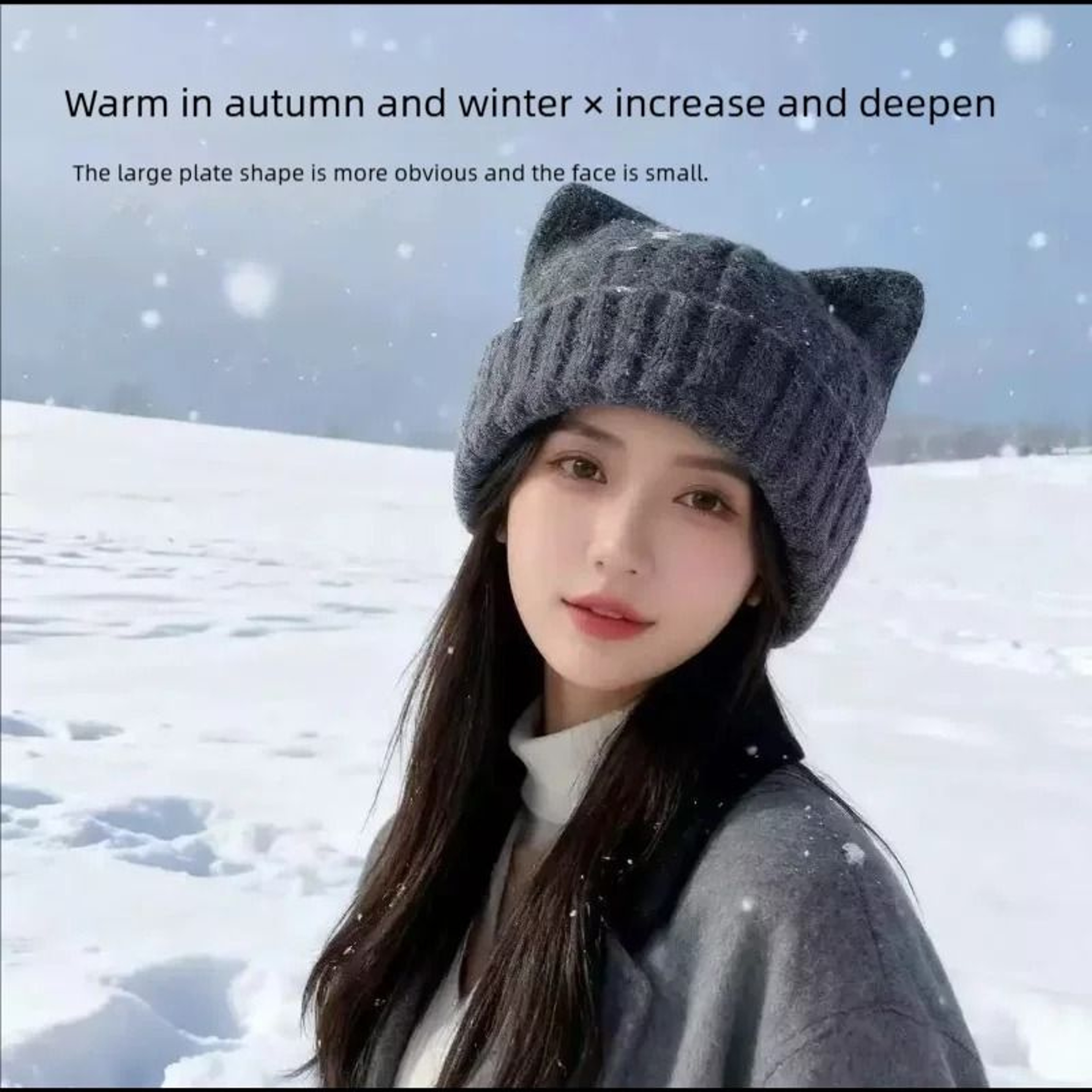 CozyCat Cat Ear Beanie Thick Knitted Winter Hat 0