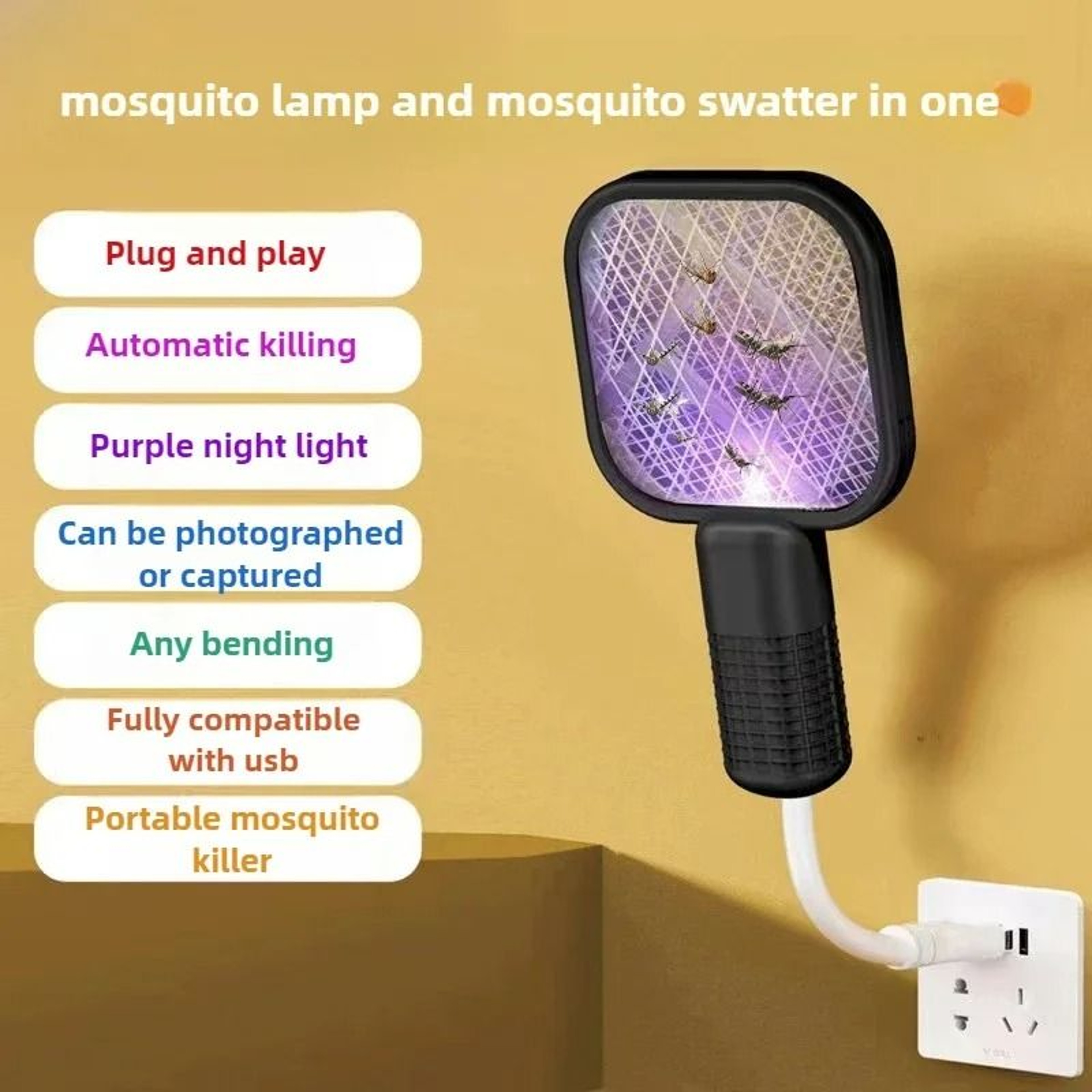 BuzzGuard Rechargeable Electric Mosquito Swatter With UV Light 0