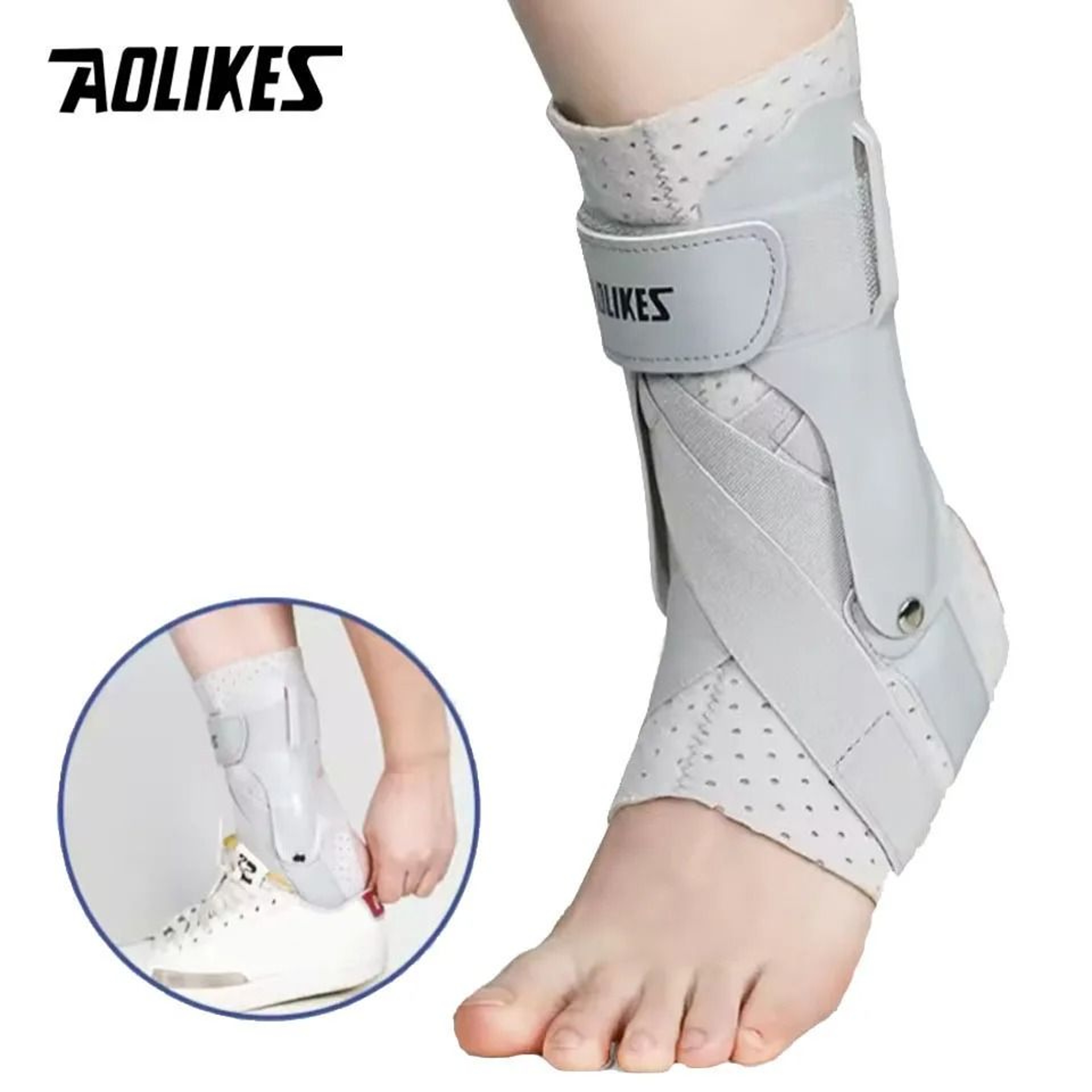 AOLIKES Ankle Brace With Side Stabilizers For Sprain Support 8