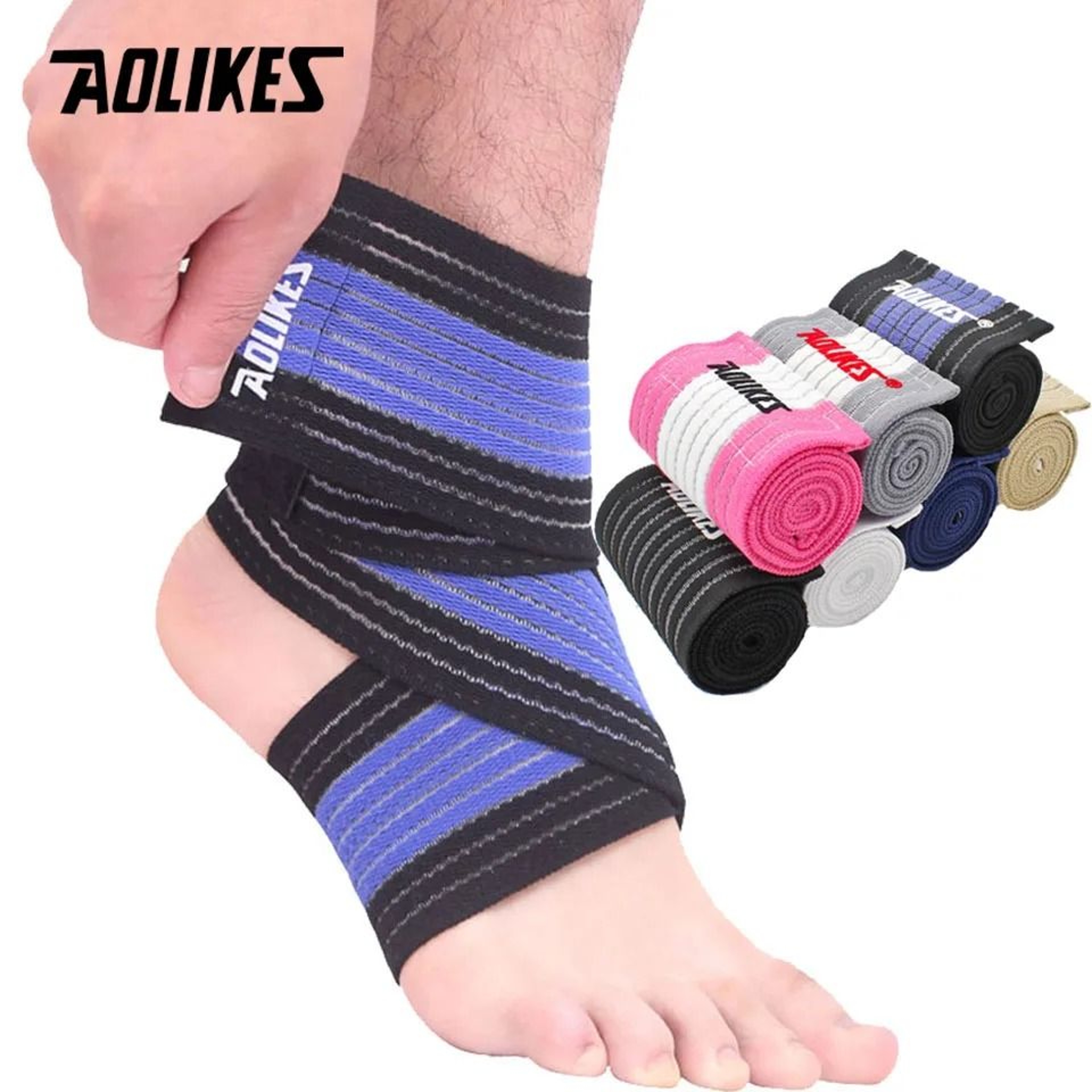 AOLIKES Adjustable Elastic Compression Ankle Support Wrap For Sports Gym Training And Daily Protect 0