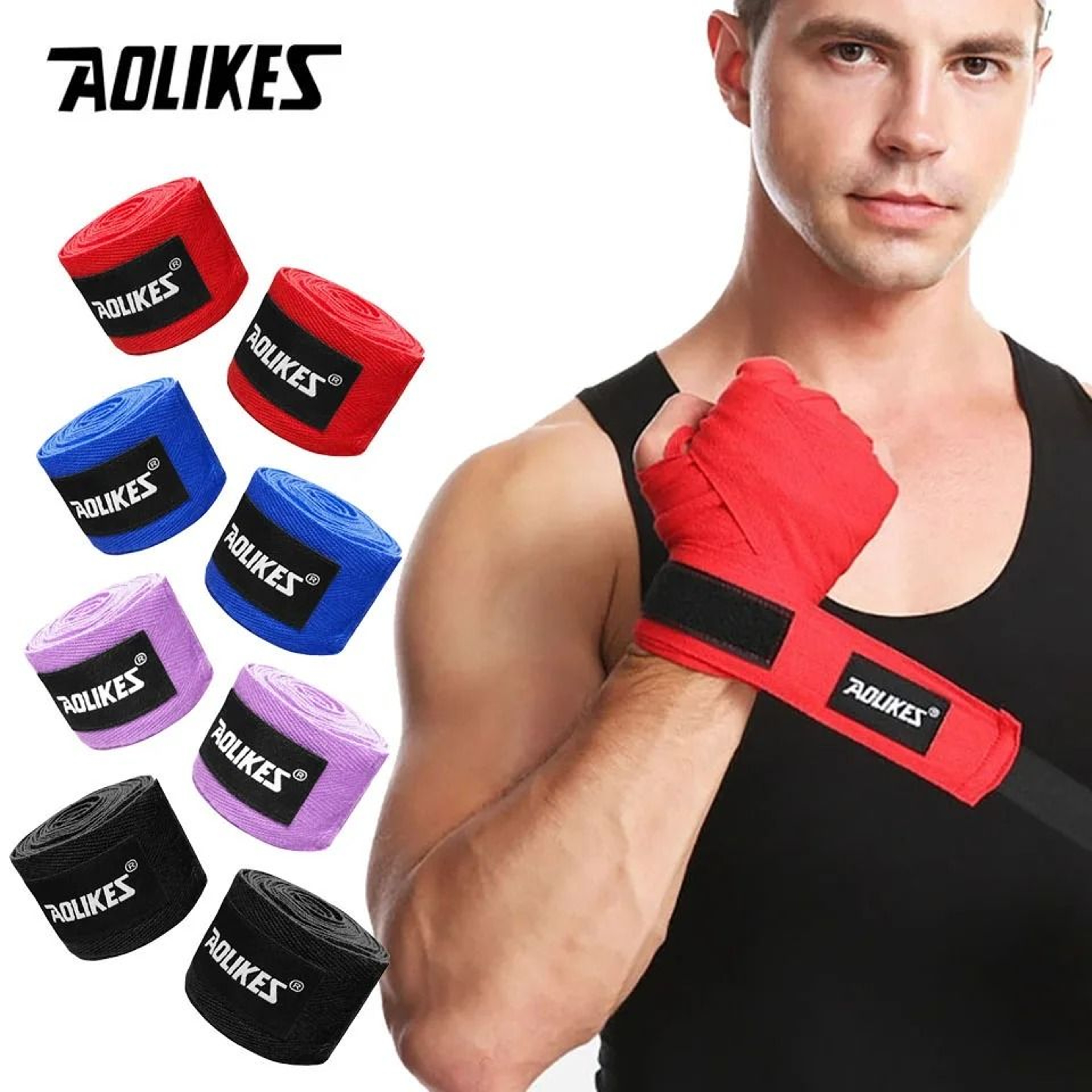 AOLIKES Adjustable Boxing Hand Wraps For Muay Thai Kickboxing MMA And Wrist Support 10