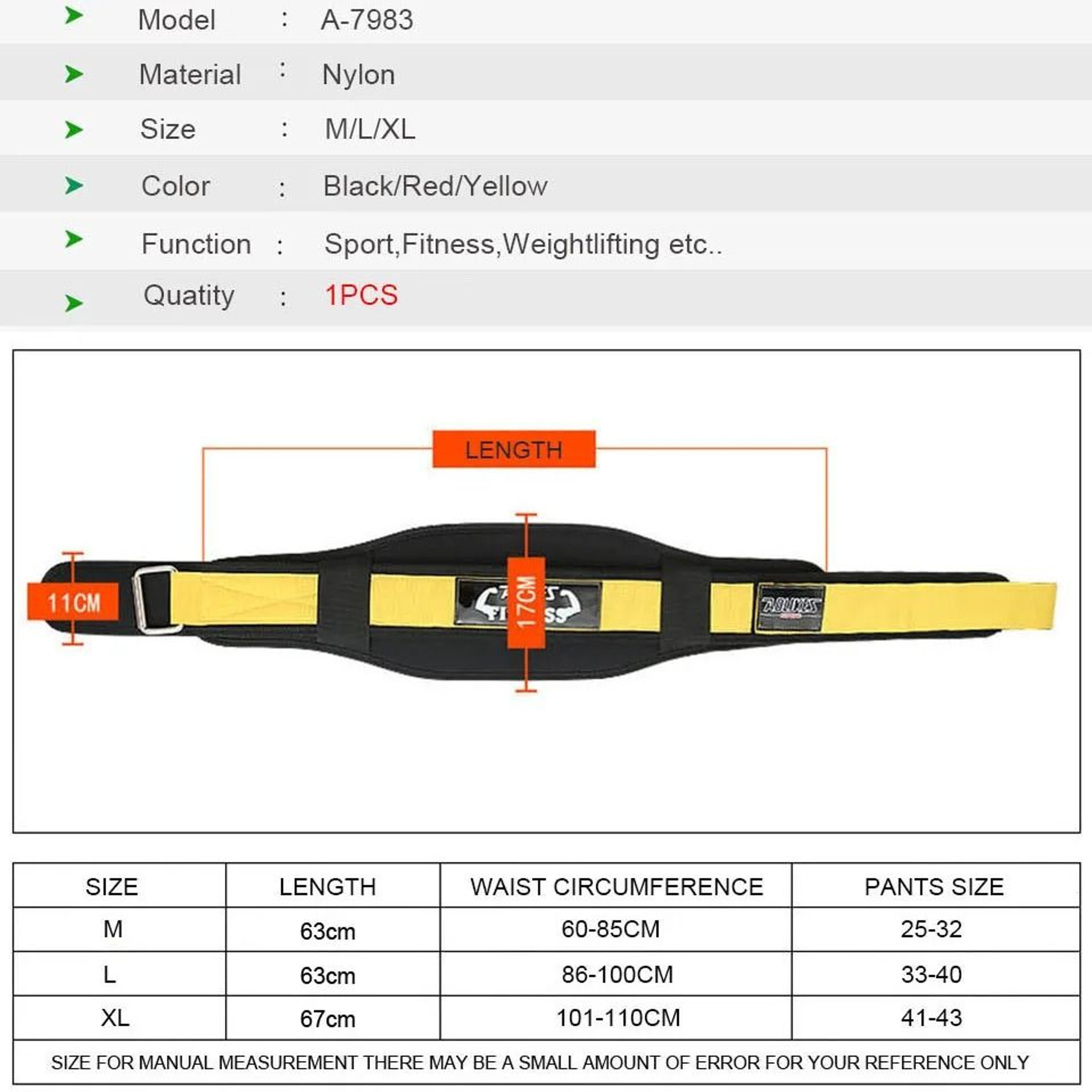 AOLIKES Adjustable Weightlifting Belt For Powerlifting Squats And Strength Training Support 7