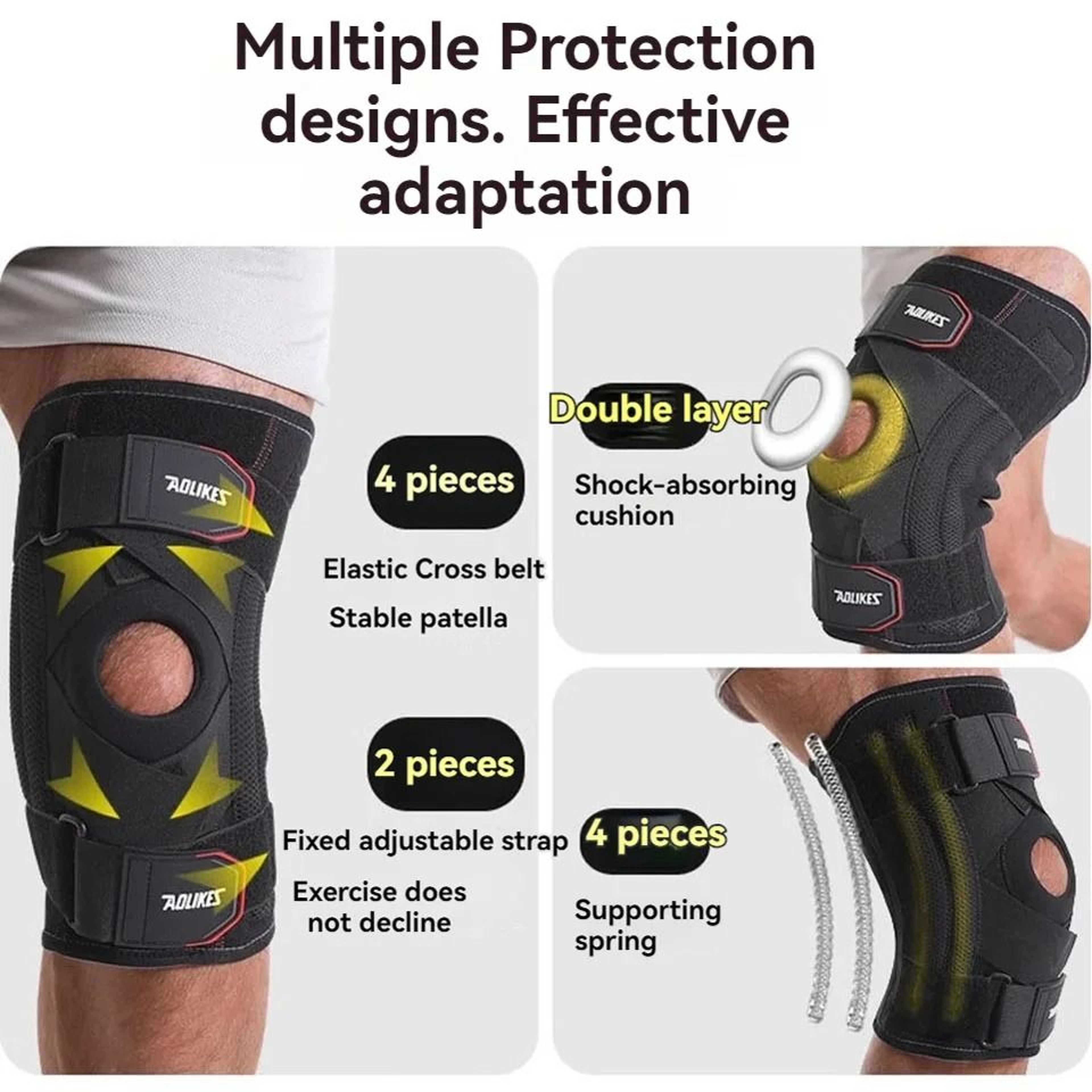 AOLIKES Non Slip Compression Knee Sleeve With Shock Absorbing Pad For Sports And Work 4