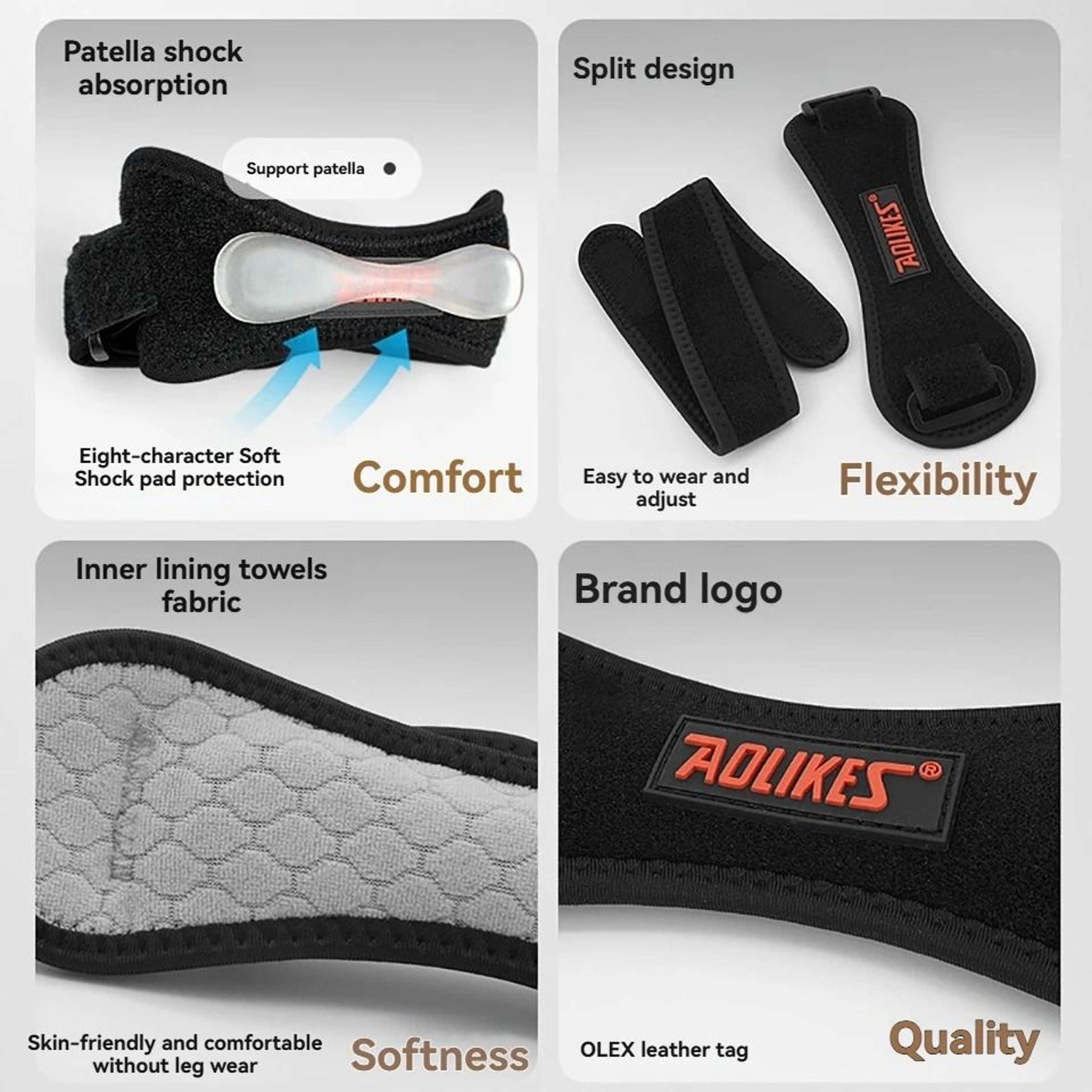 AOLIKES Adjustable EVA Patella Knee Brace For Basketball Volleyball And Sports Impact Support 3