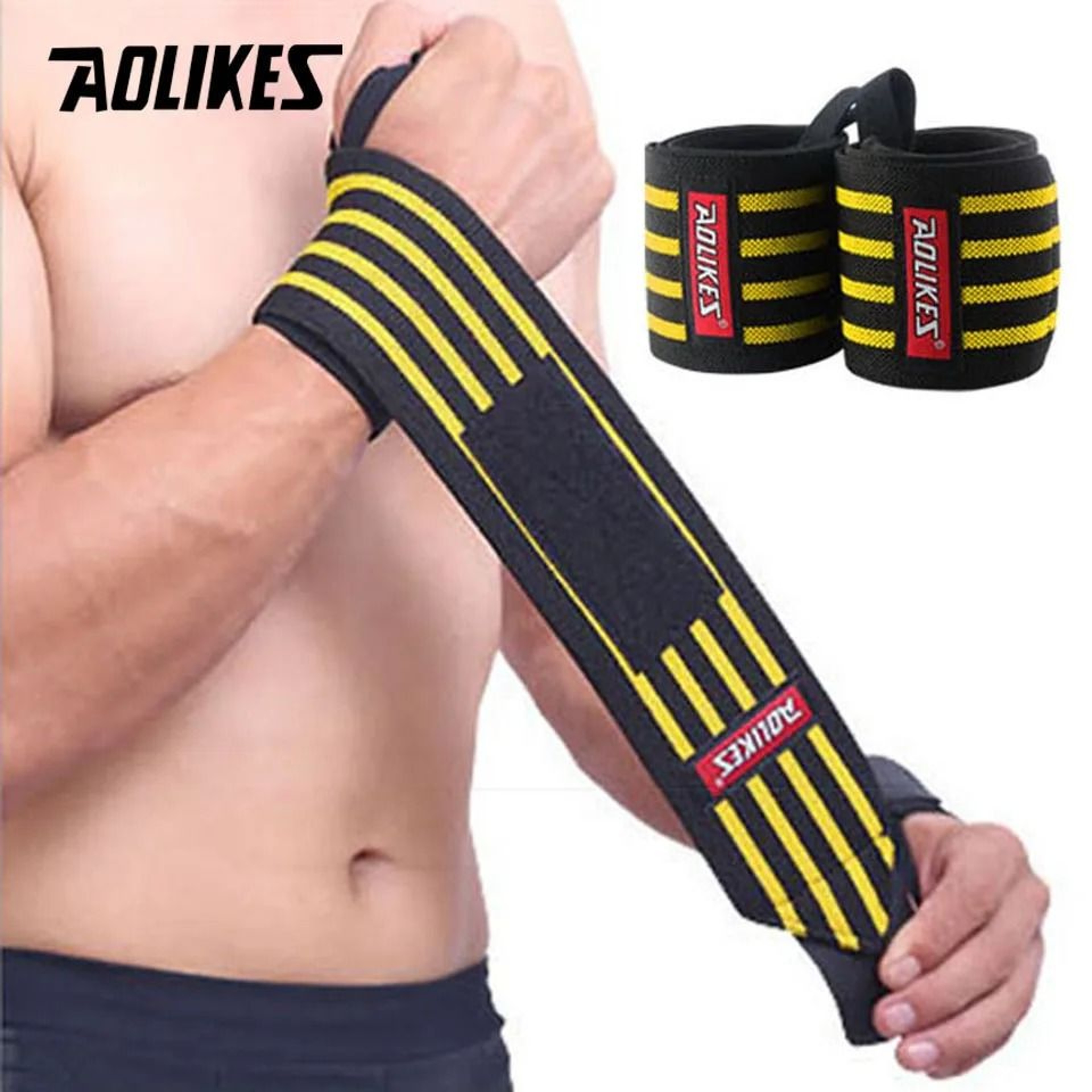 AOLIKES Adjustable Weightlifting Wrist Wraps For Powerlifting Strength Training And Gym Support 7