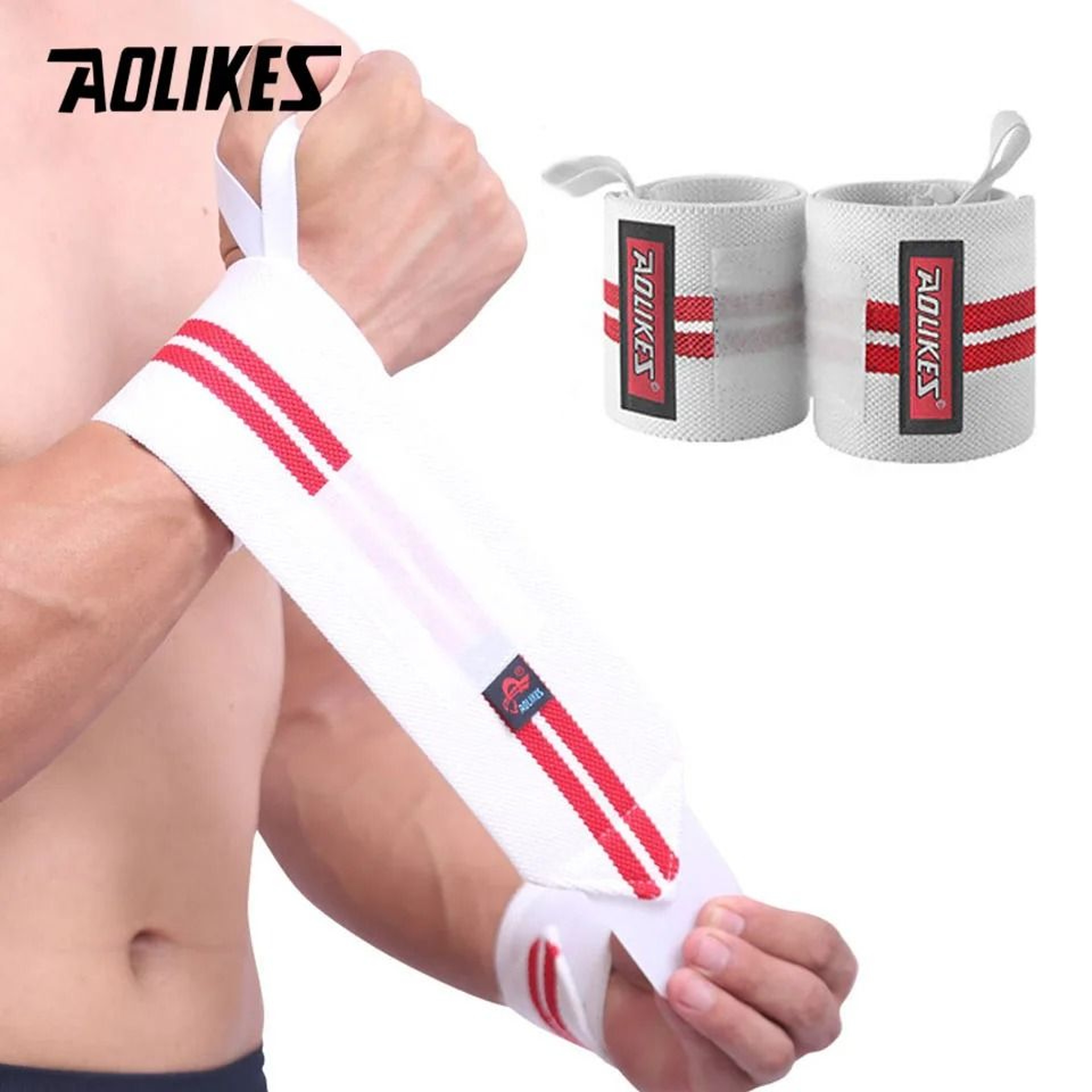 AOLIKES Adjustable Weightlifting Wrist Wraps For Powerlifting Strength Training And Gym Support 3