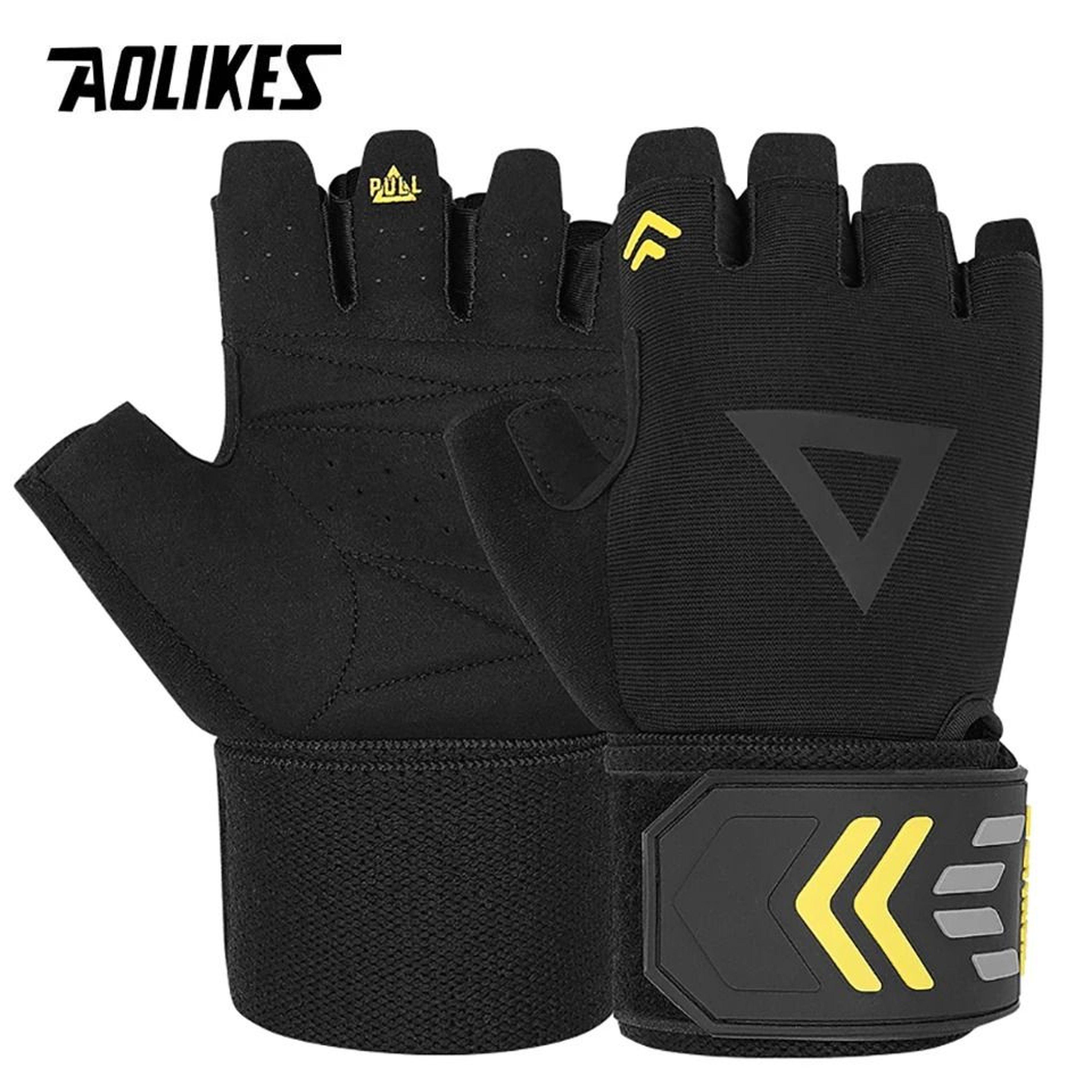 AOLIKES Full Palm Weightlifting Gloves With Wrist Support For Gym And Strength Training 0