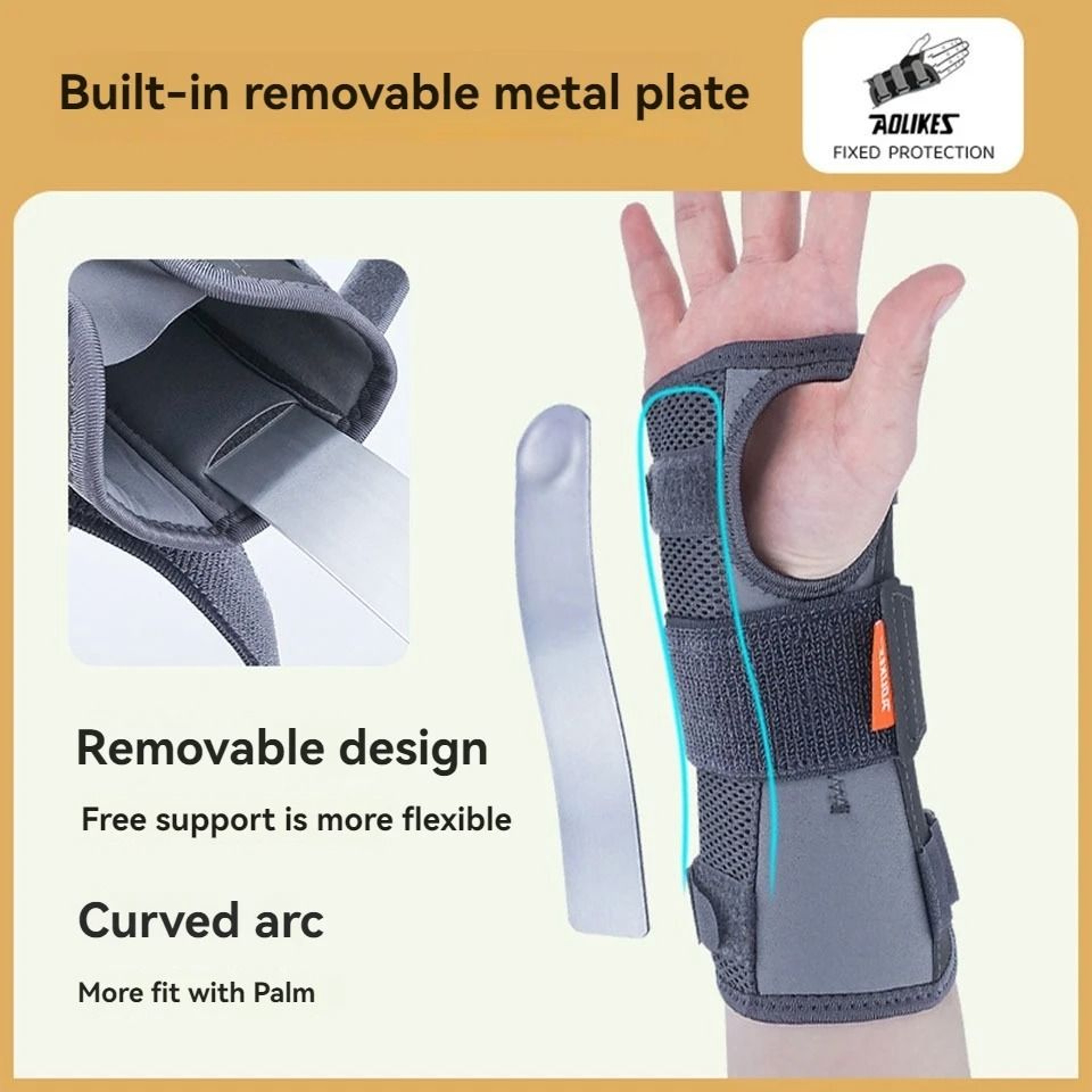 AOLIKES Adjustable Night Wrist Brace With Splints For Carpal Tunnel And Hand Support 6