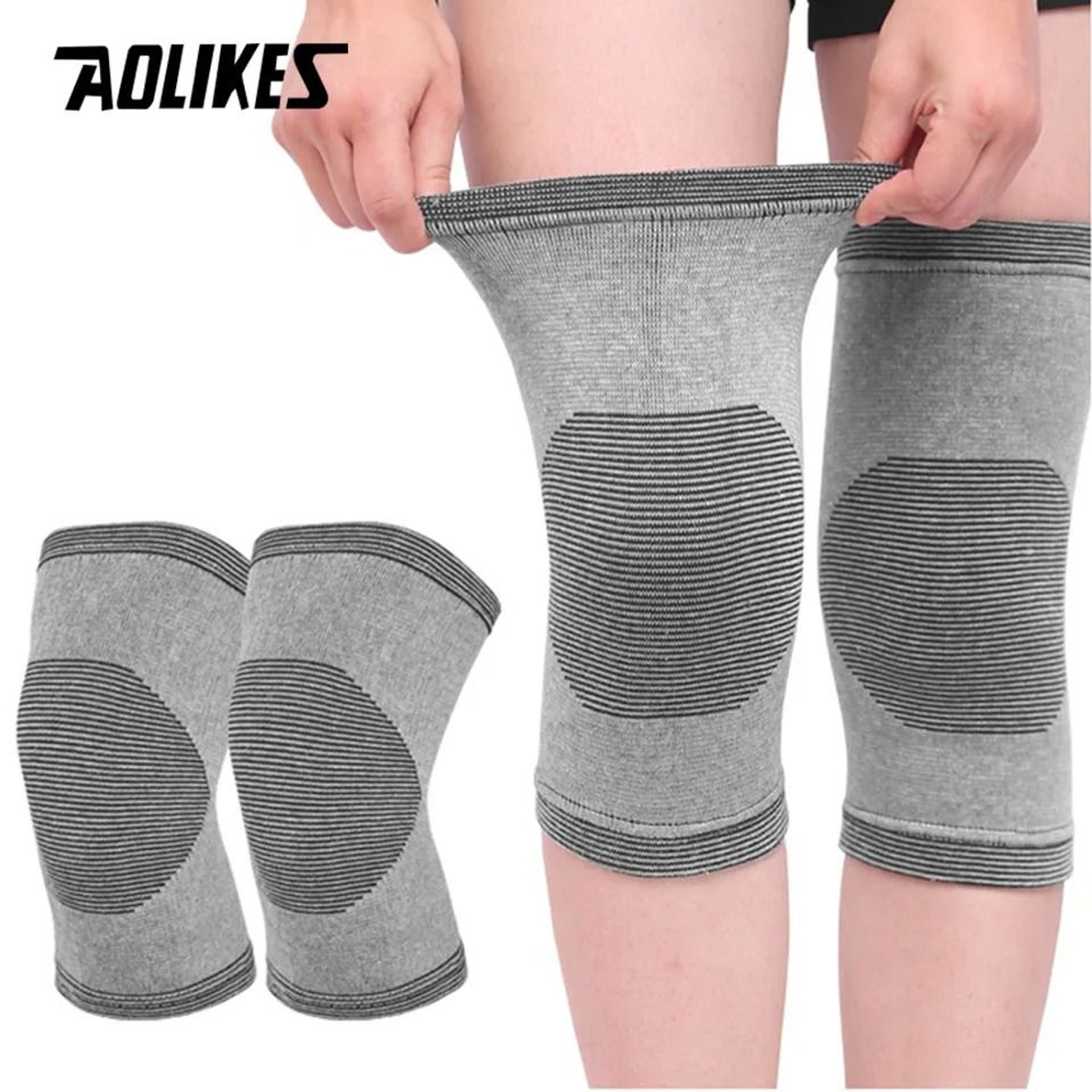 AOLIKES Elastic Knee Compression Sleeves For Sports Support 7