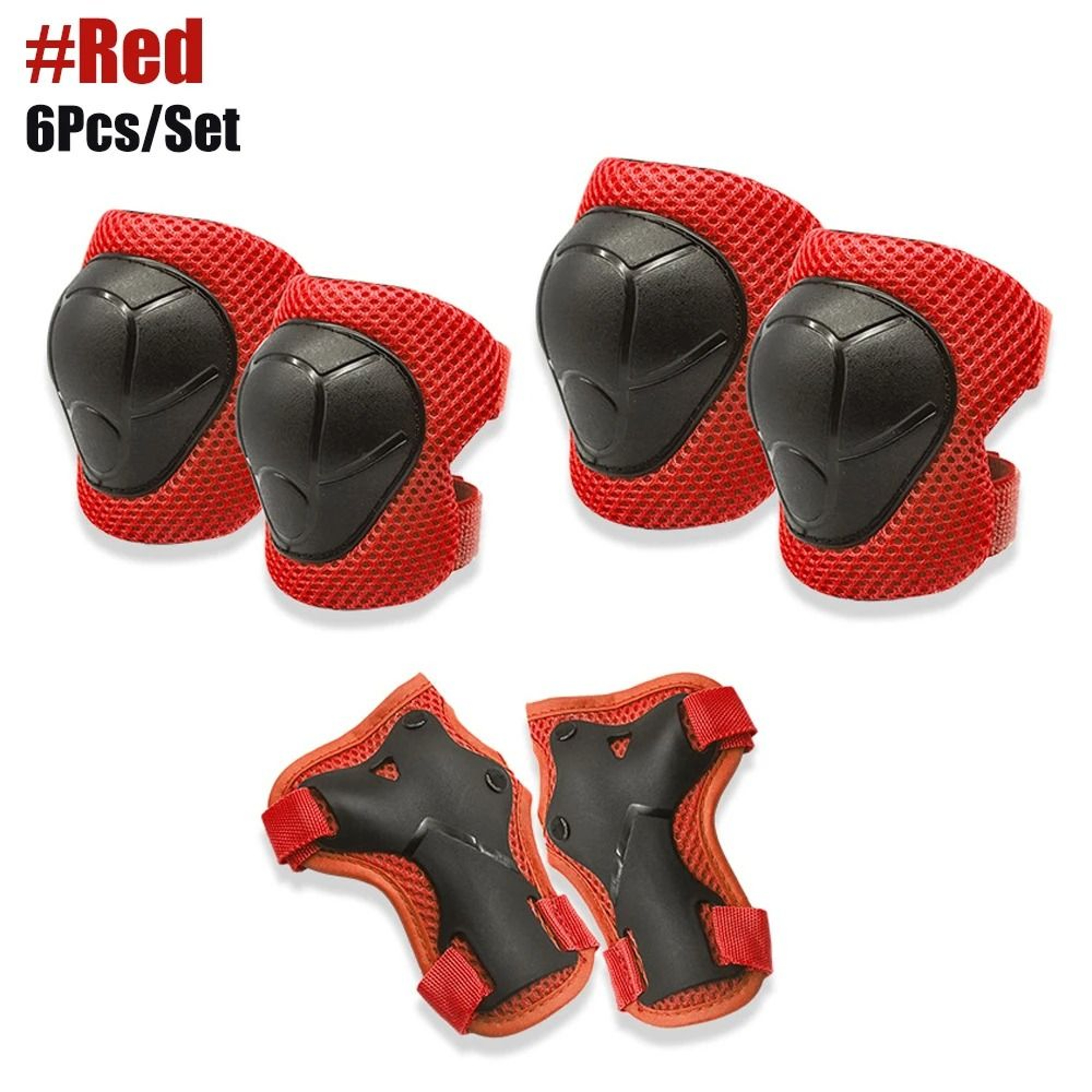 6 Piece Kids Protective Gear Set With Knee Elbow And Wrist Guards 6