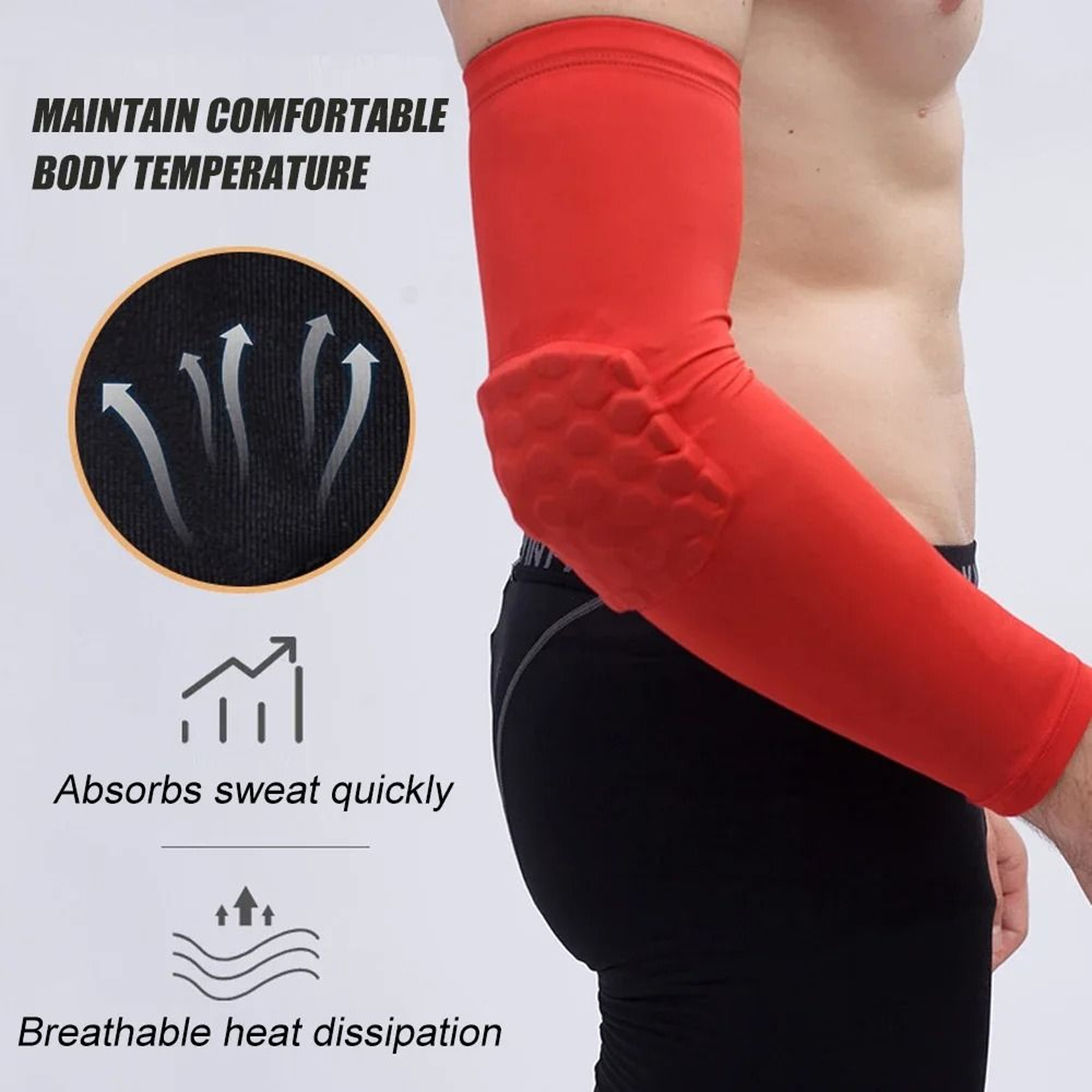 RGGMQQ Padded Arm Sleeve With Honeycomb Elbow Protection 5