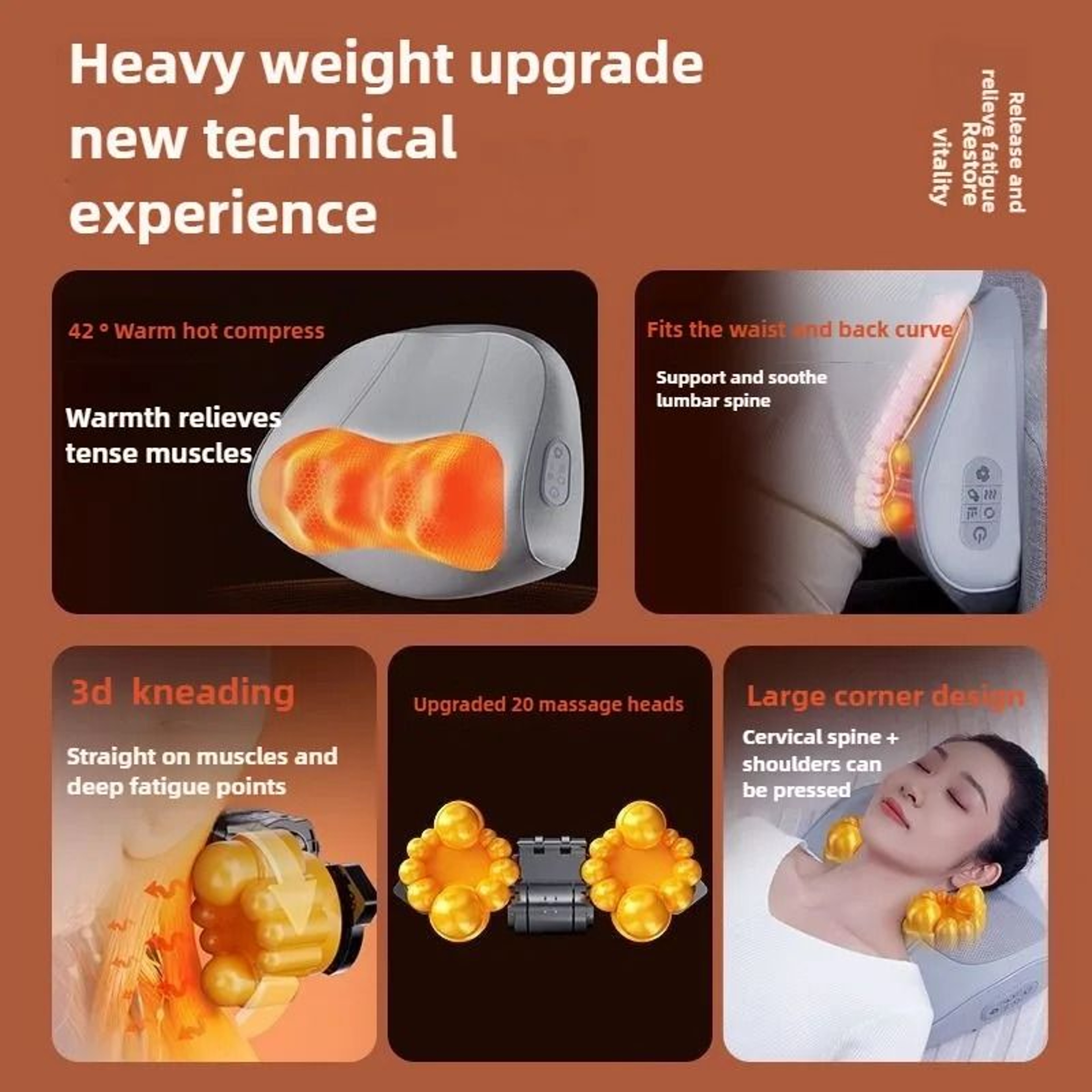 Heated Airbag Neck Massage Pillow For Full Body Relaxation 9