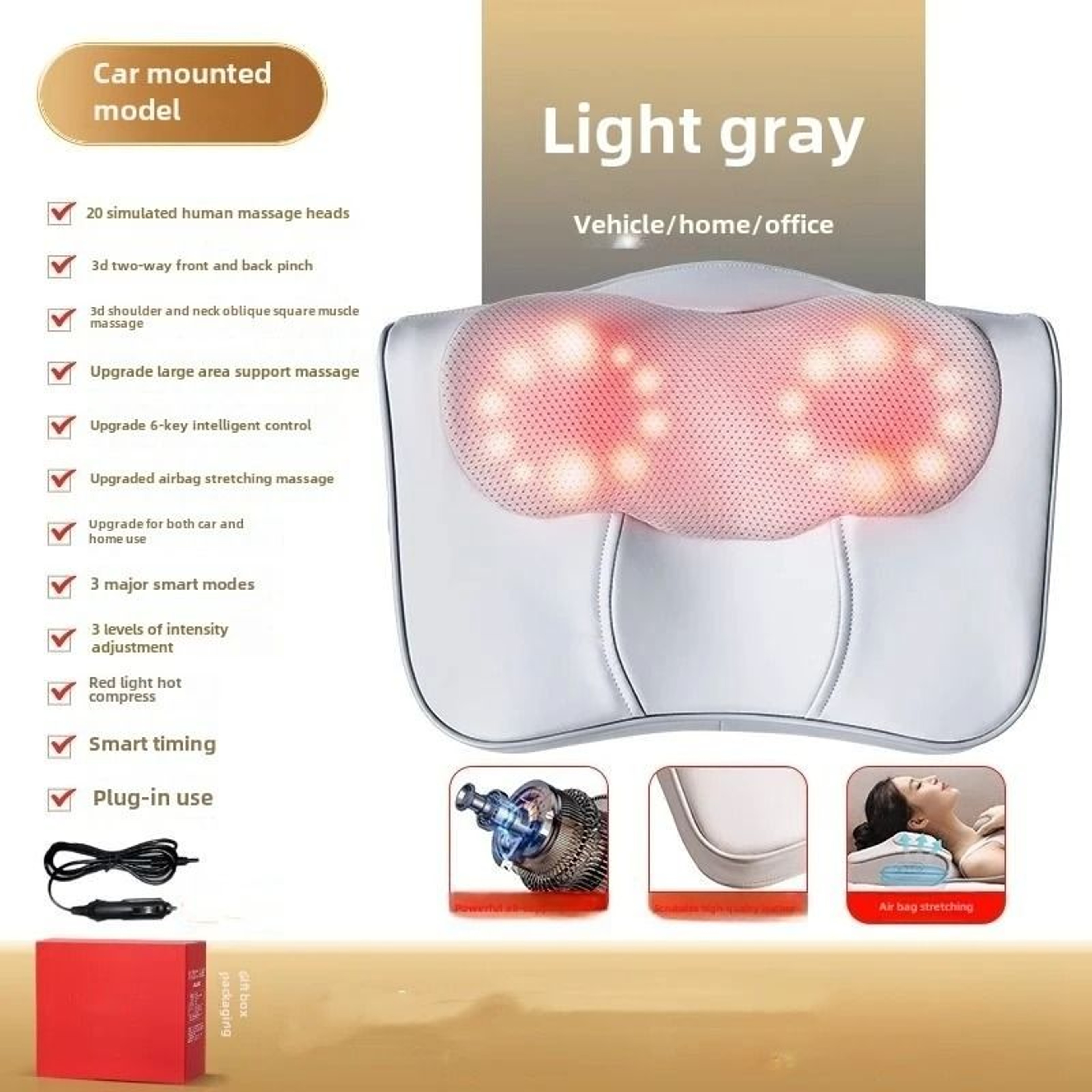 Deep Kneading Massage Pillow With Soothing Heat 3