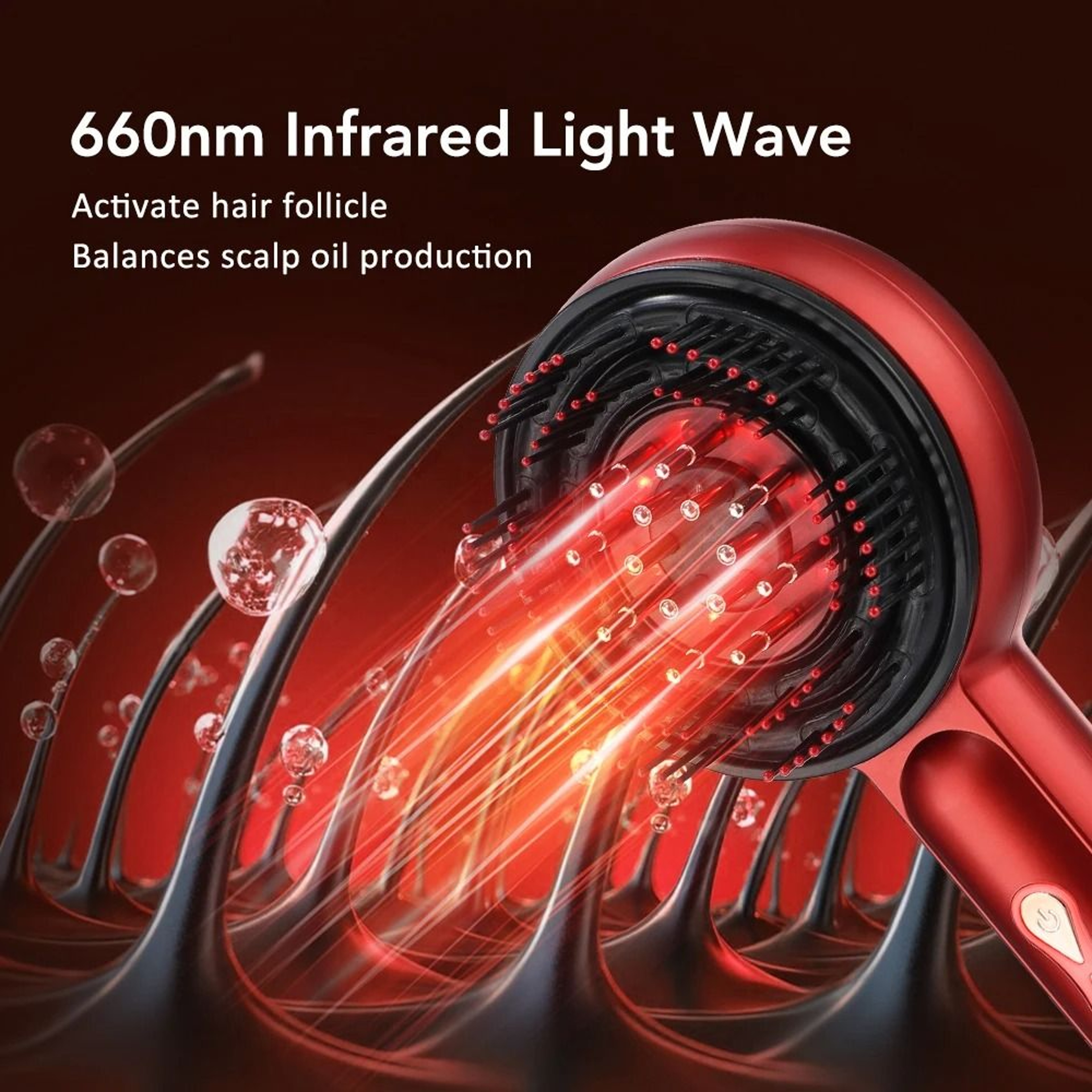 Red Light Scalp Massage Comb With Oil Applicator 7