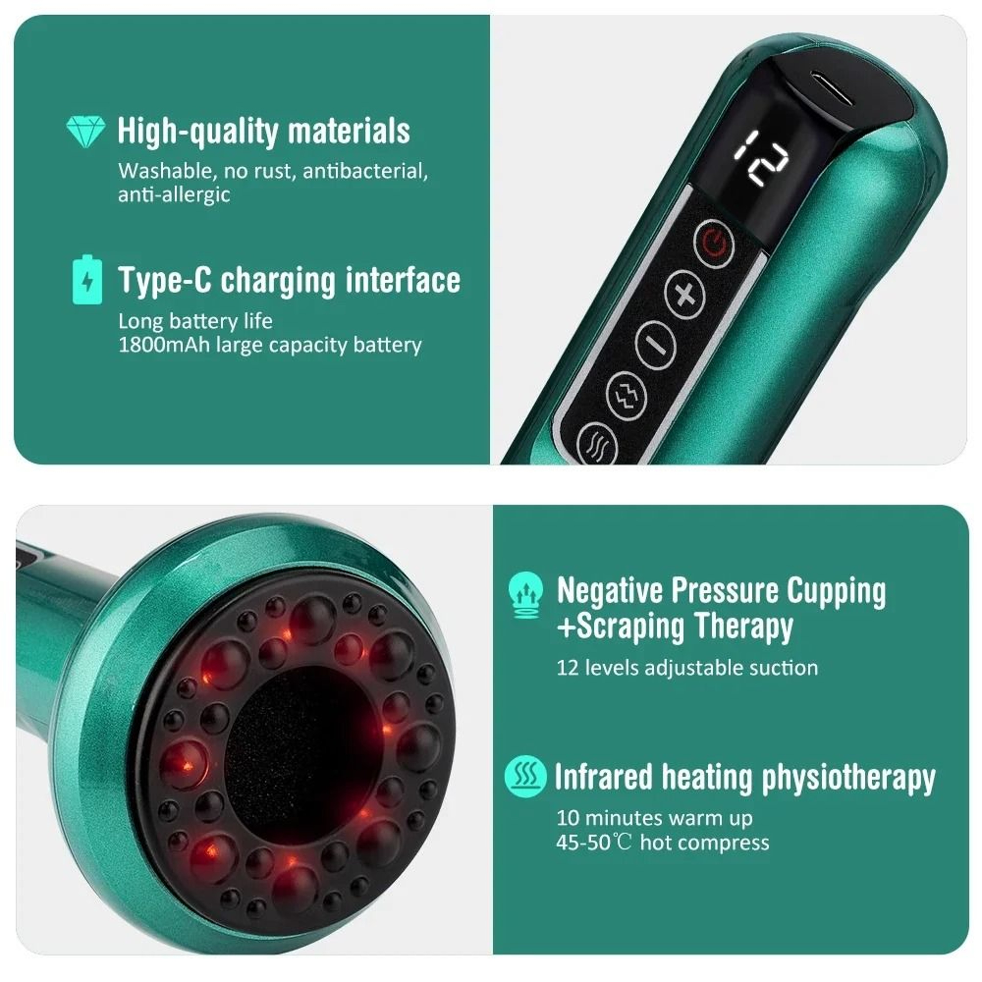 Electric Cupping Back Massager With Heat And Vibration 5