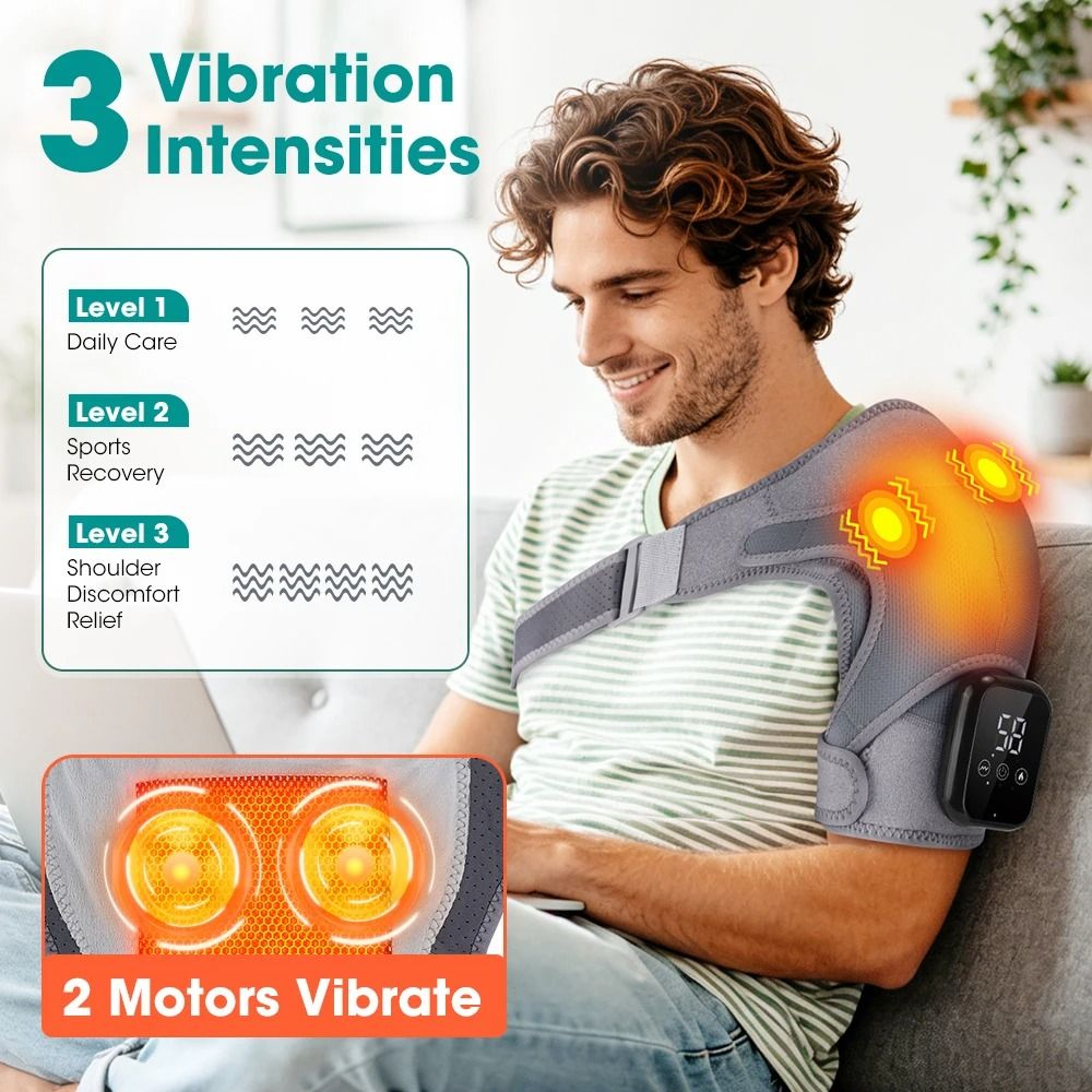 Cordless Heating Pad Set With Heat And Vibration Massage 7