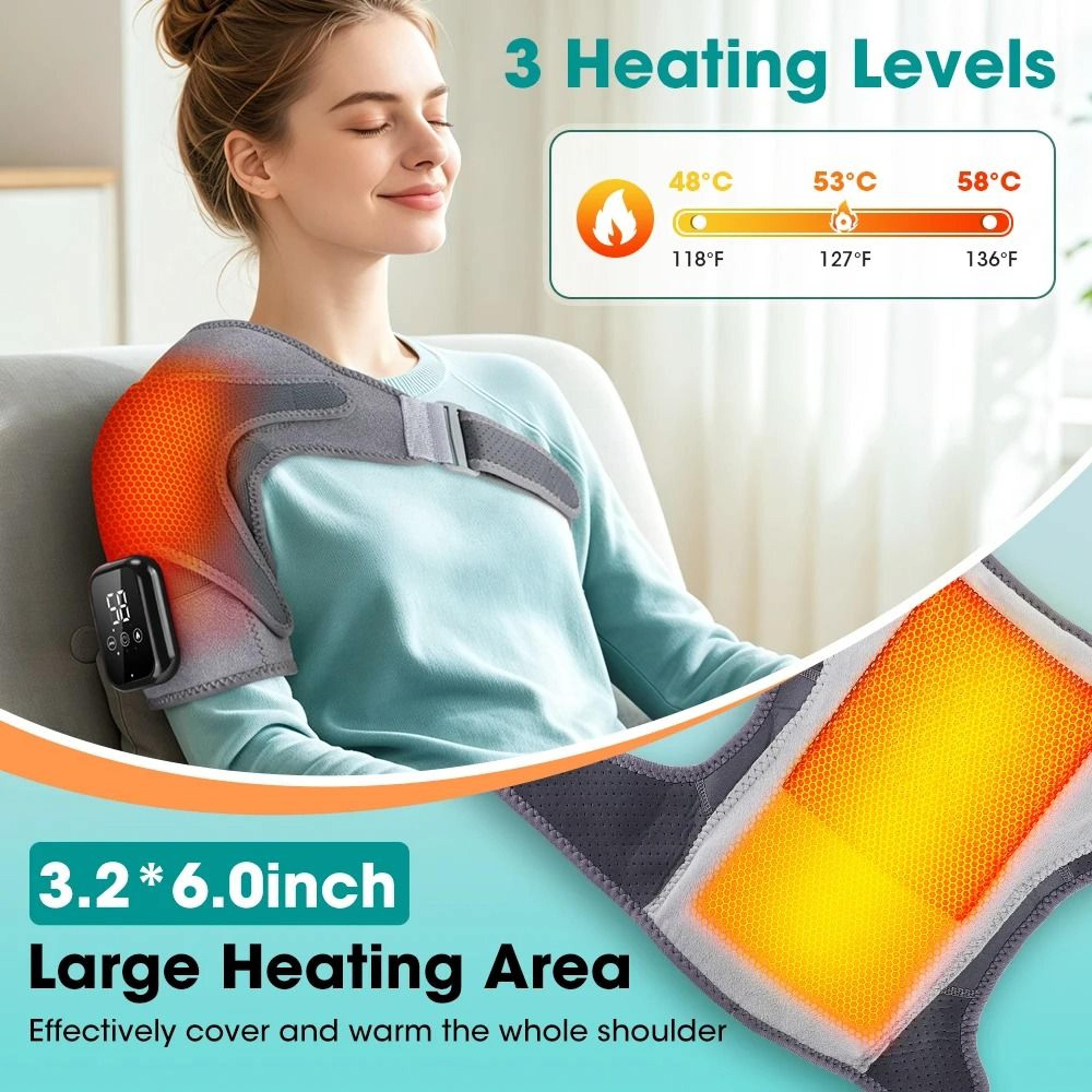 Cordless Heating Pad Set With Heat And Vibration Massage 8