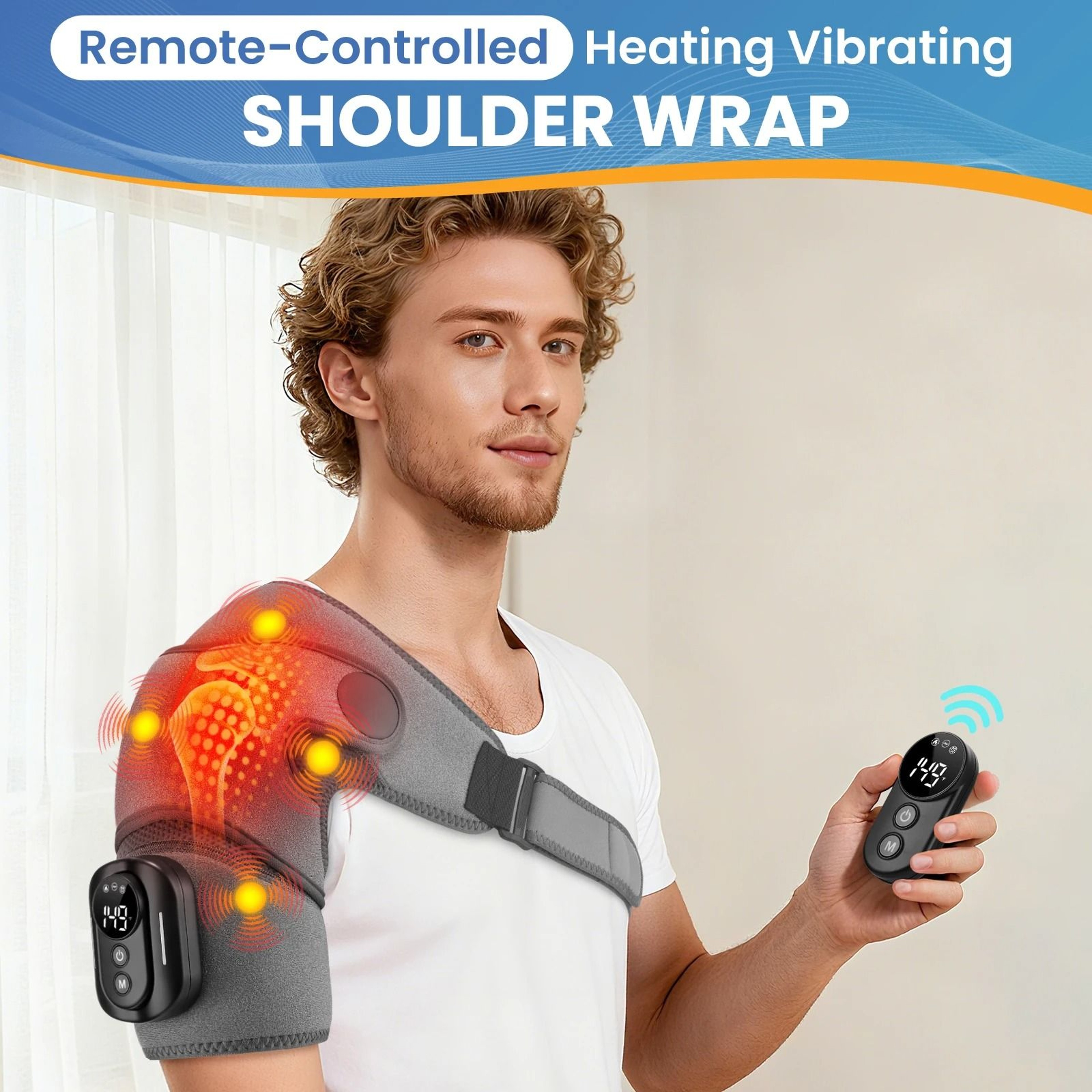 Cordless Heated Shoulder Wrap With Vibration And Remote Control 6