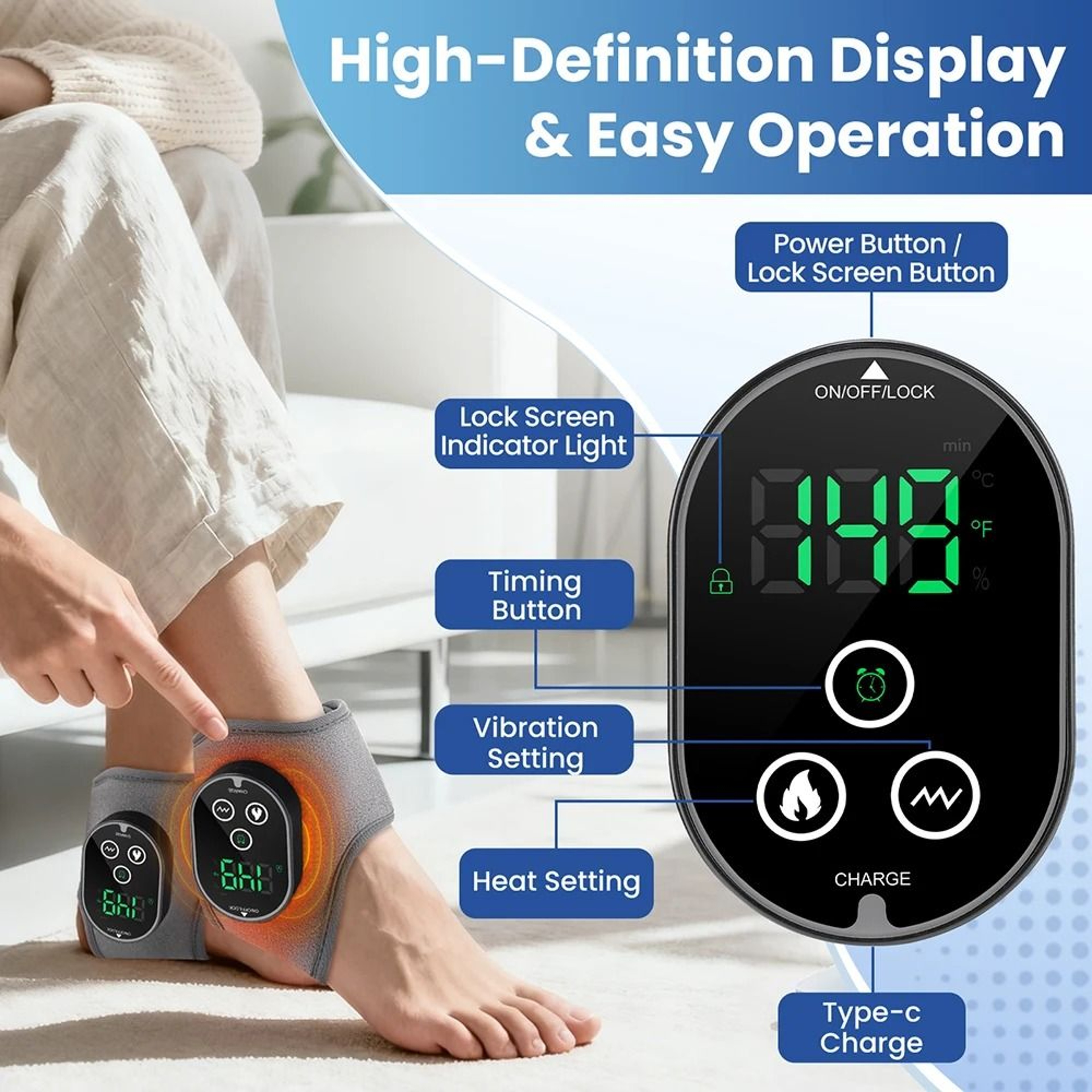 Cordless Heated Ankle Massager With Vibration 5