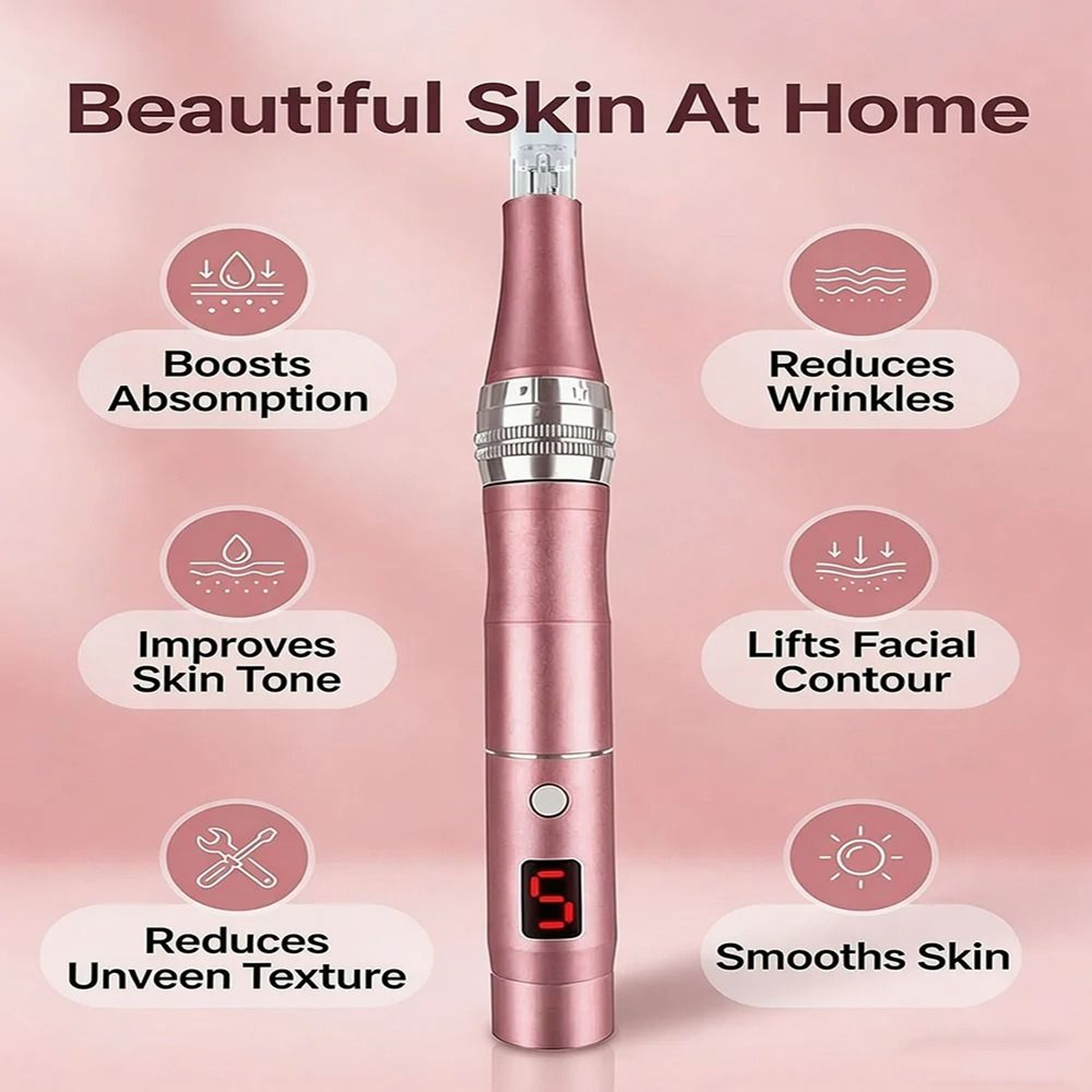 Rechargeable Electric Facial Massager With Four Interchangeable Face Care Heads 8
