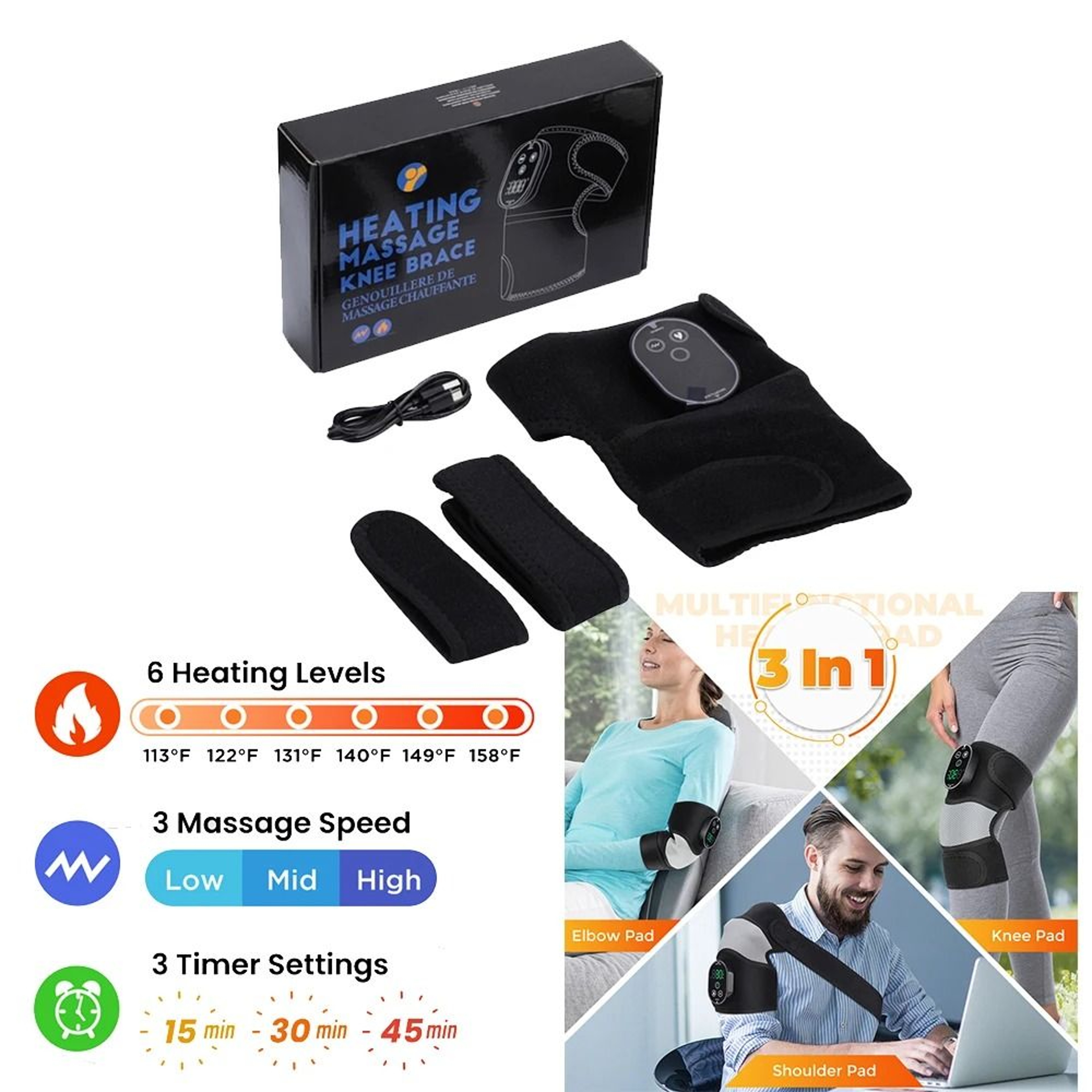 Cordless Heated Knee Shoulder And Elbow Massager 8