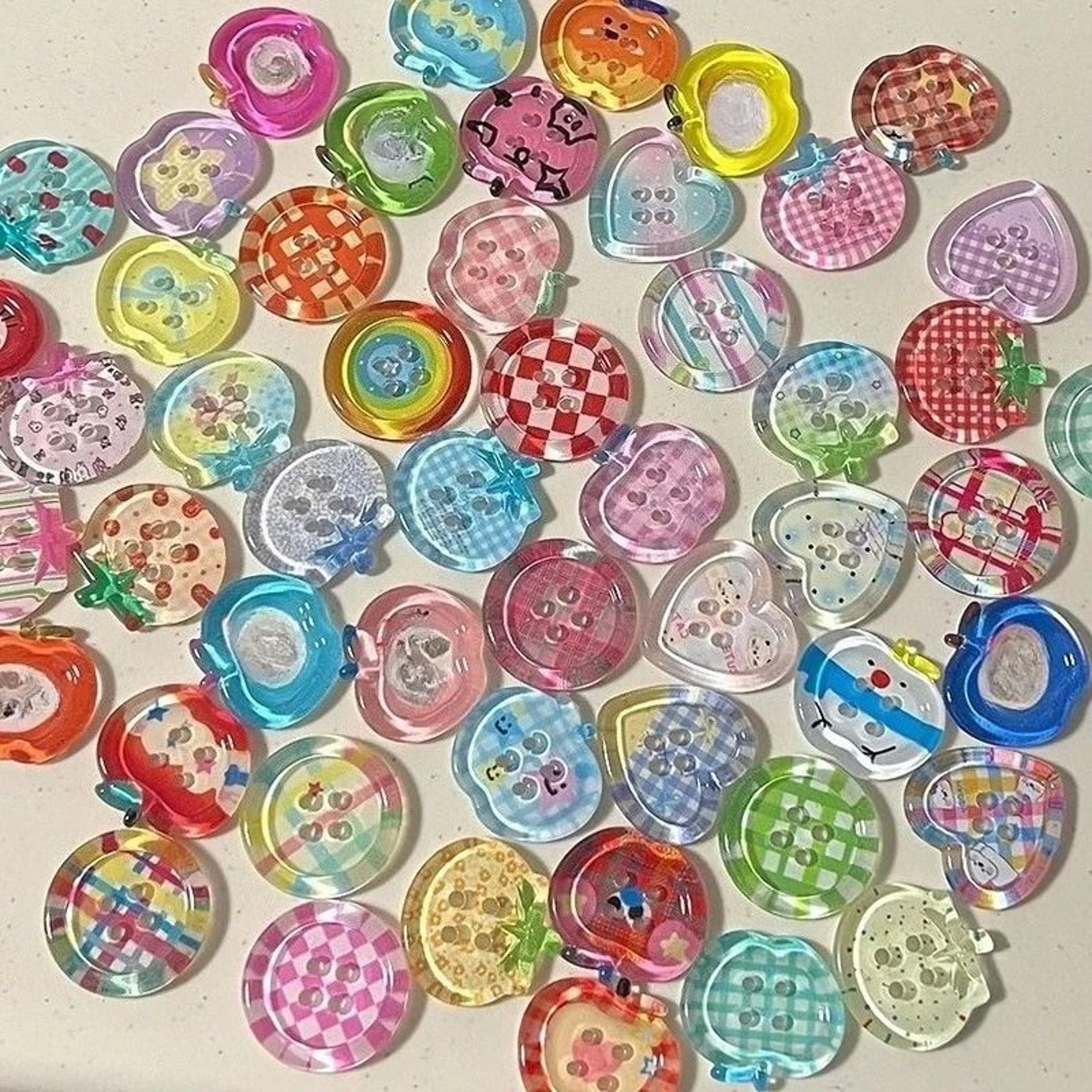 Mixed Color Transparent Craft Buttons 10 Or 20 Piece Set 4
