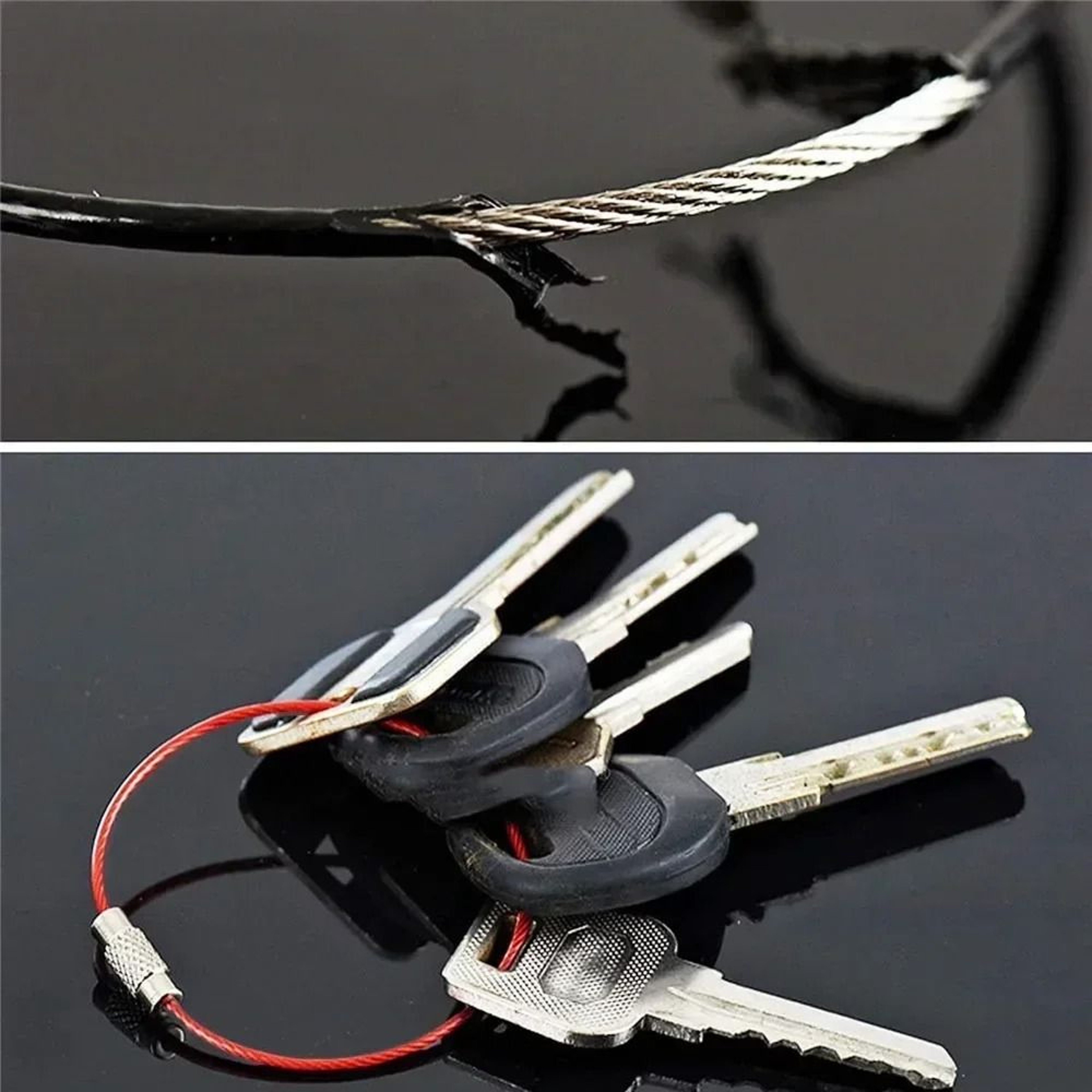 Color Lock Stainless Steel Wire Keychain Loops 5