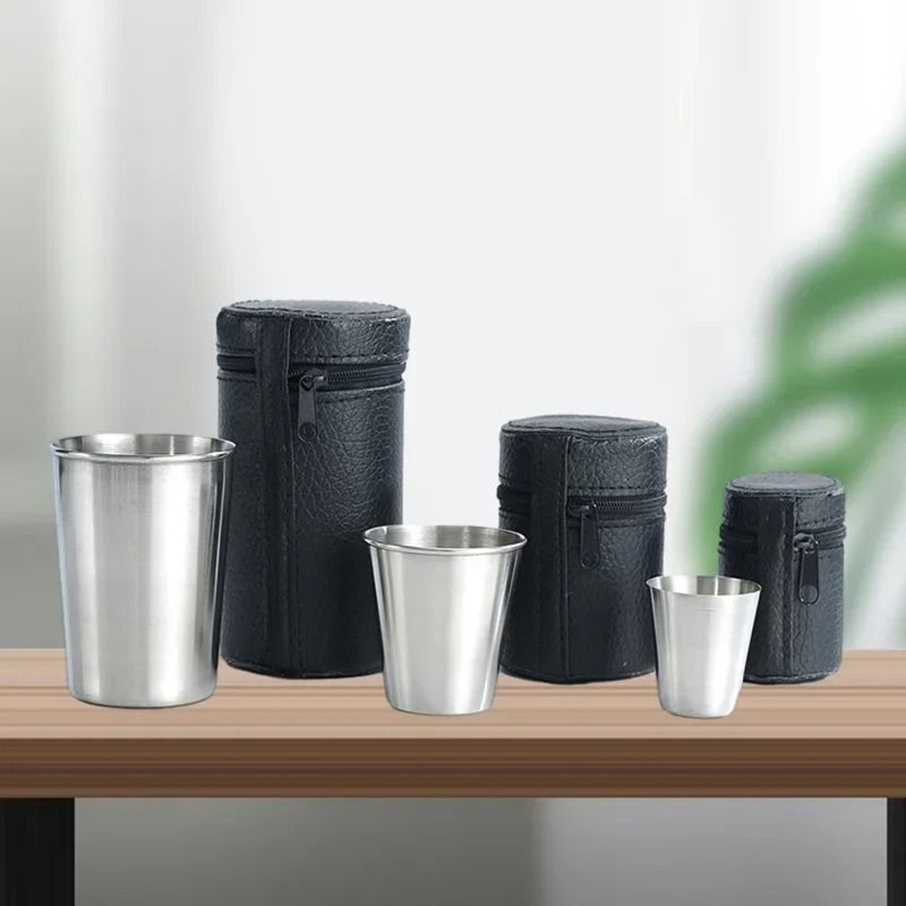 Portable Stainless Steel Camping Cups With Carry Case 7