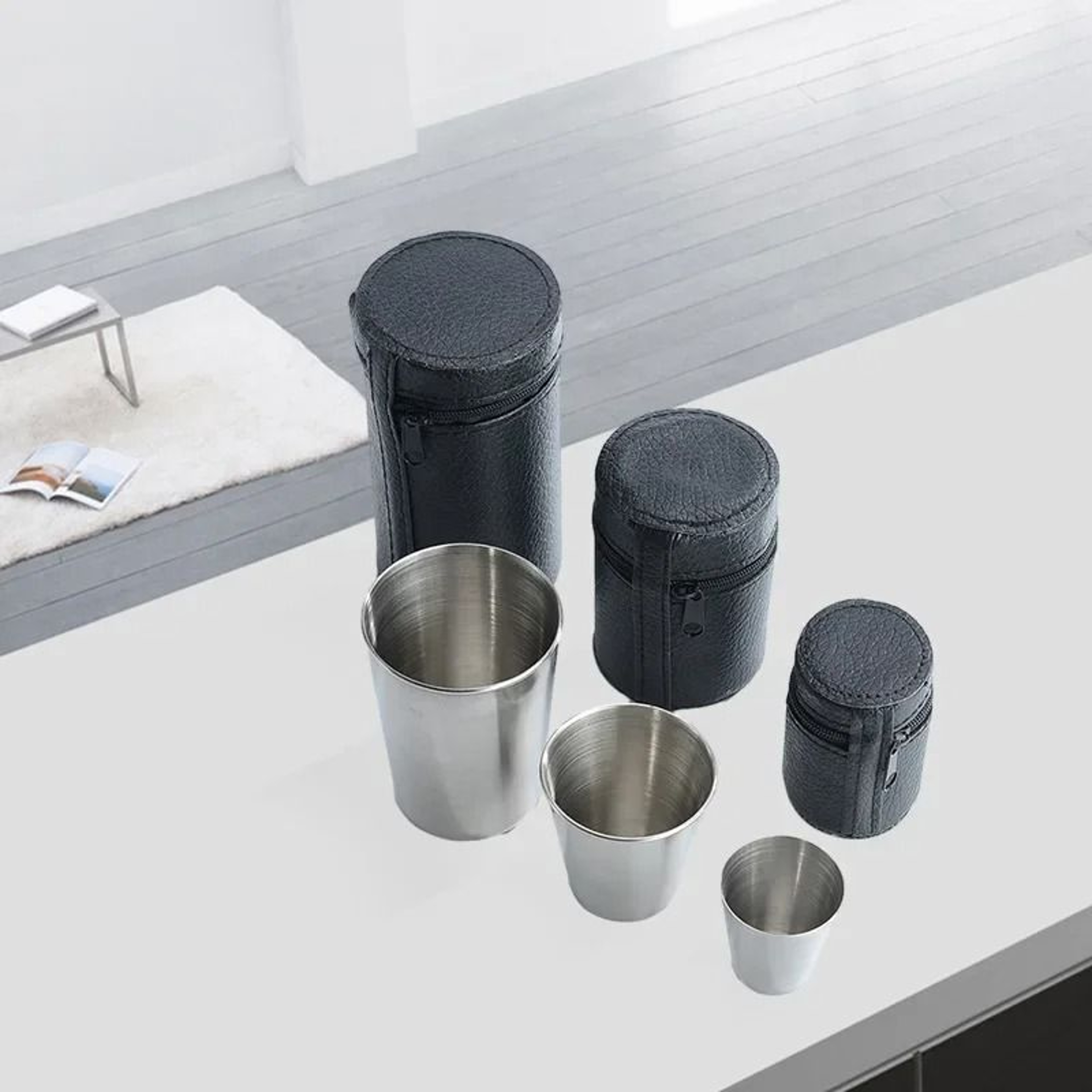 Portable Stainless Steel Camping Cups With Carry Case 8