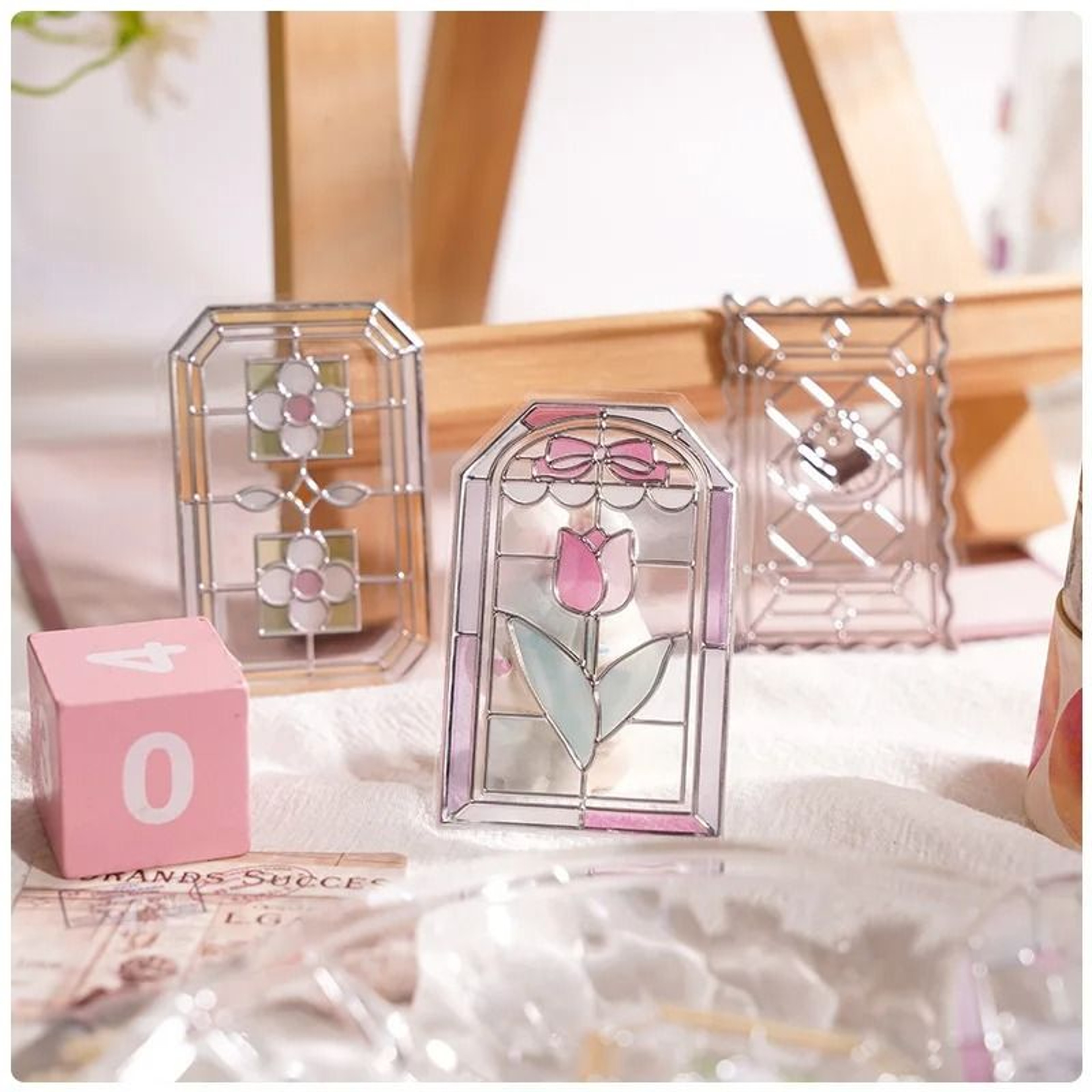 Kawaii Stained Glass 3D Scrapbook Stickers 3