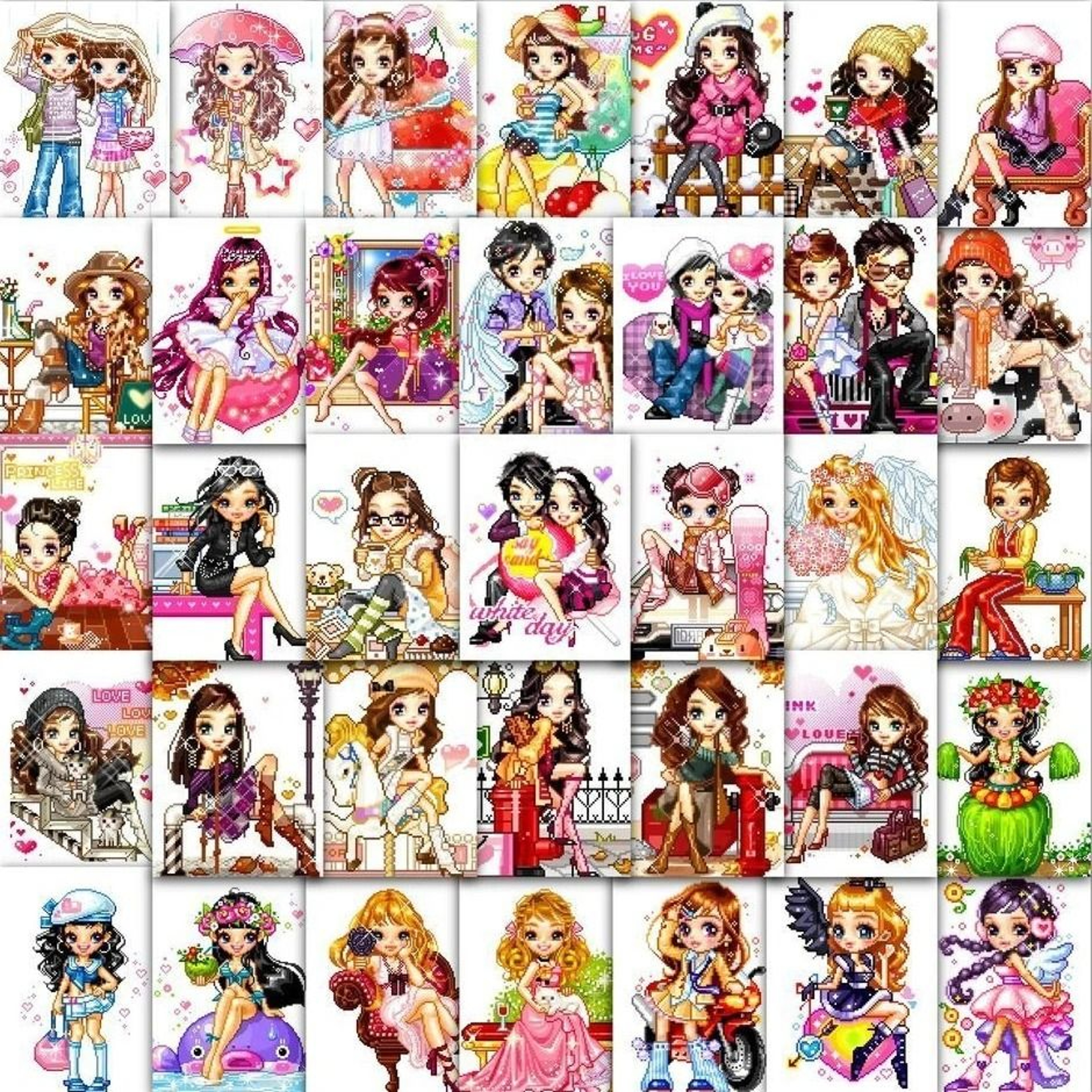 PixelPop Kawaii Y2K Doll Sticker Pack 2
