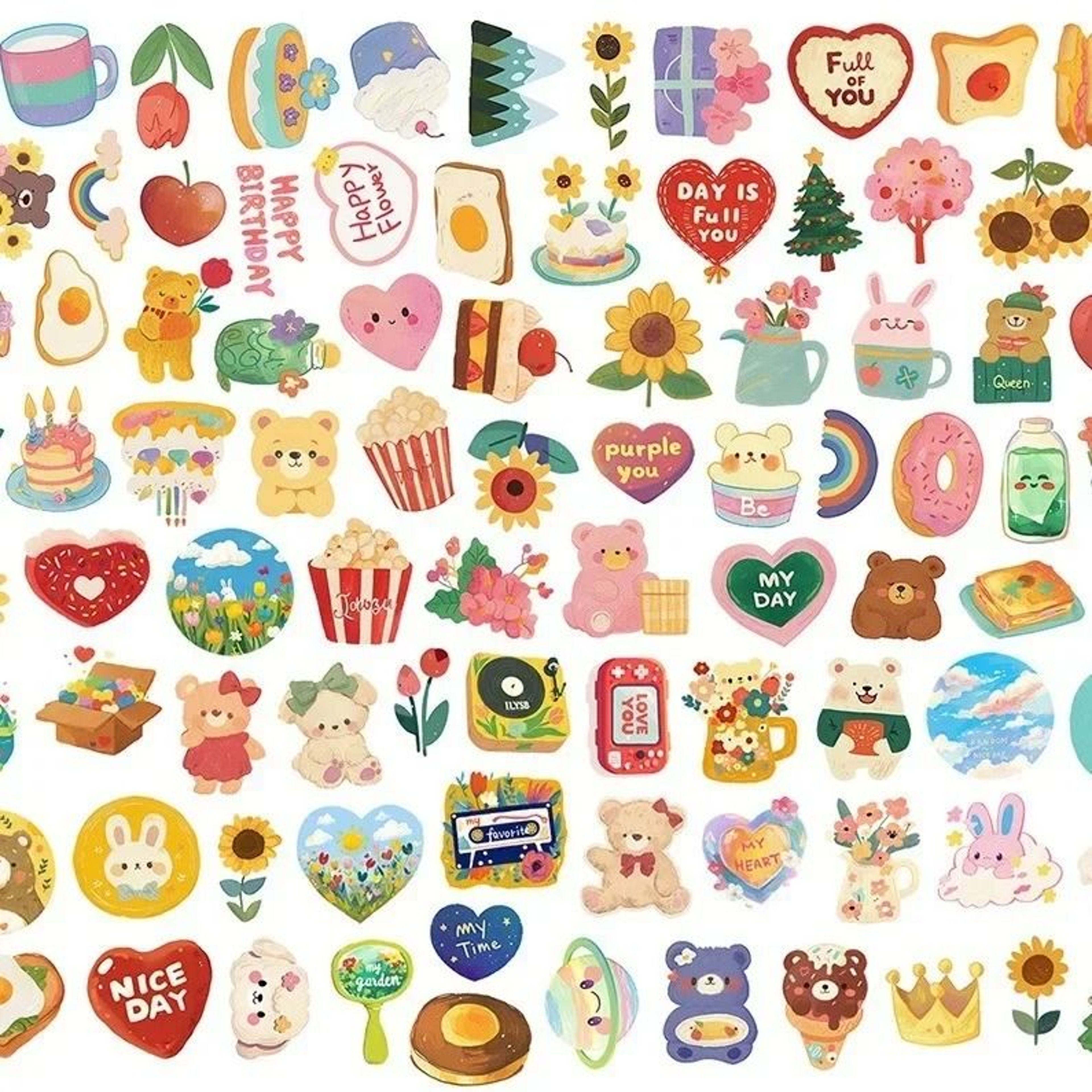 Kawaii Korean Watercolor Bear Sticker Pack 0