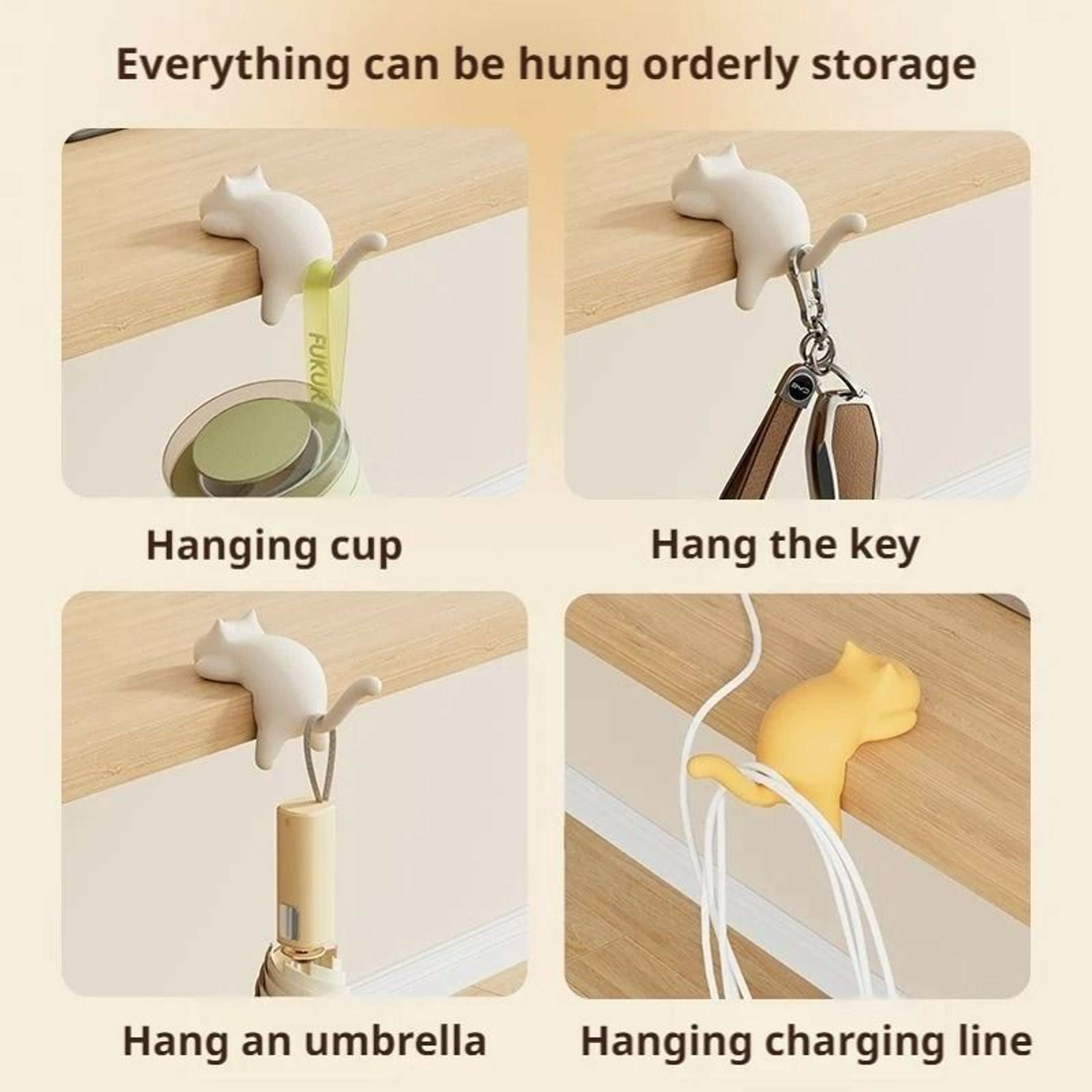 Kawaii Cat Table Edge Hook For Keys Bags And Accessories 5