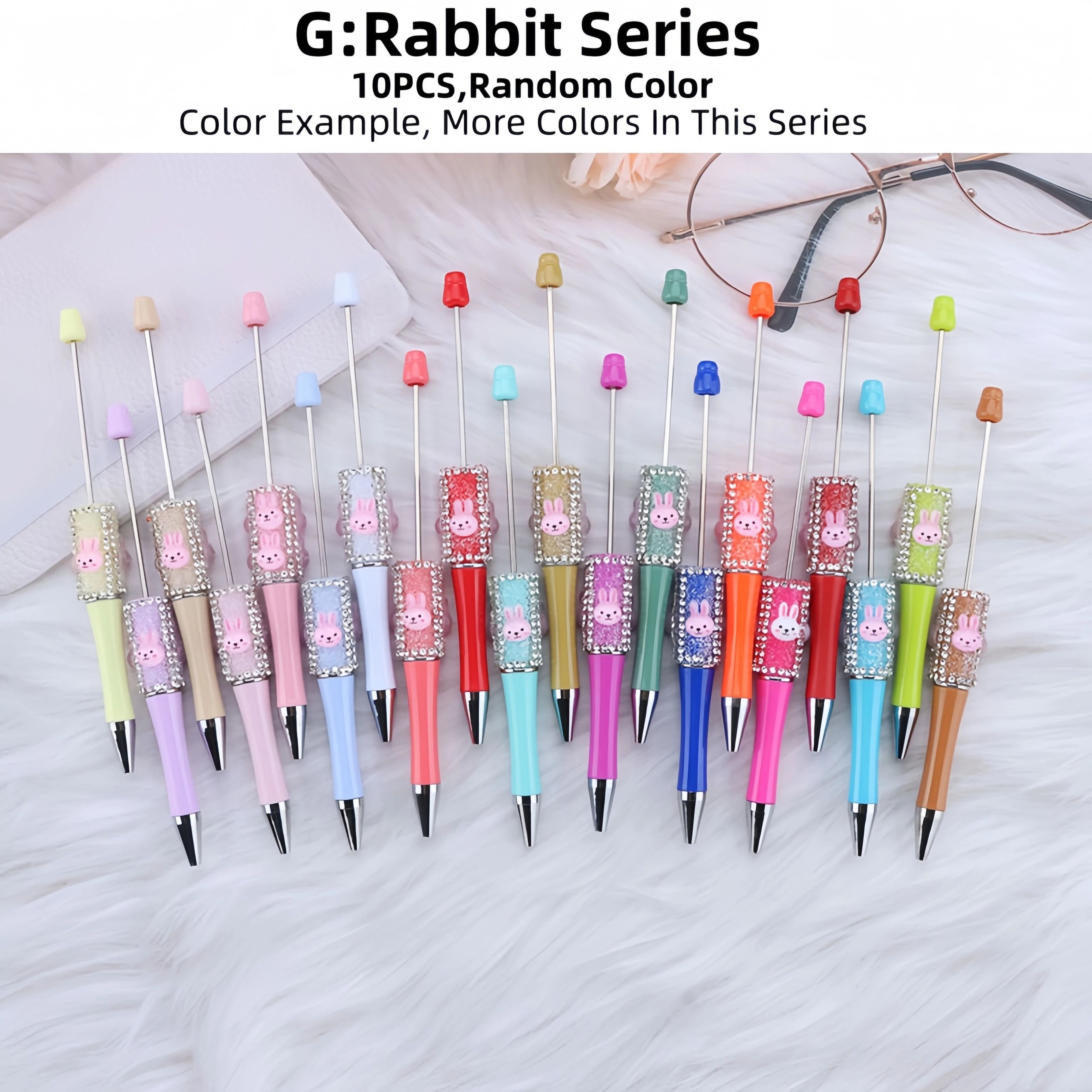 10pcs Colorful Wooden Bead Ballpoint Pen Set For DIY Crafts 3