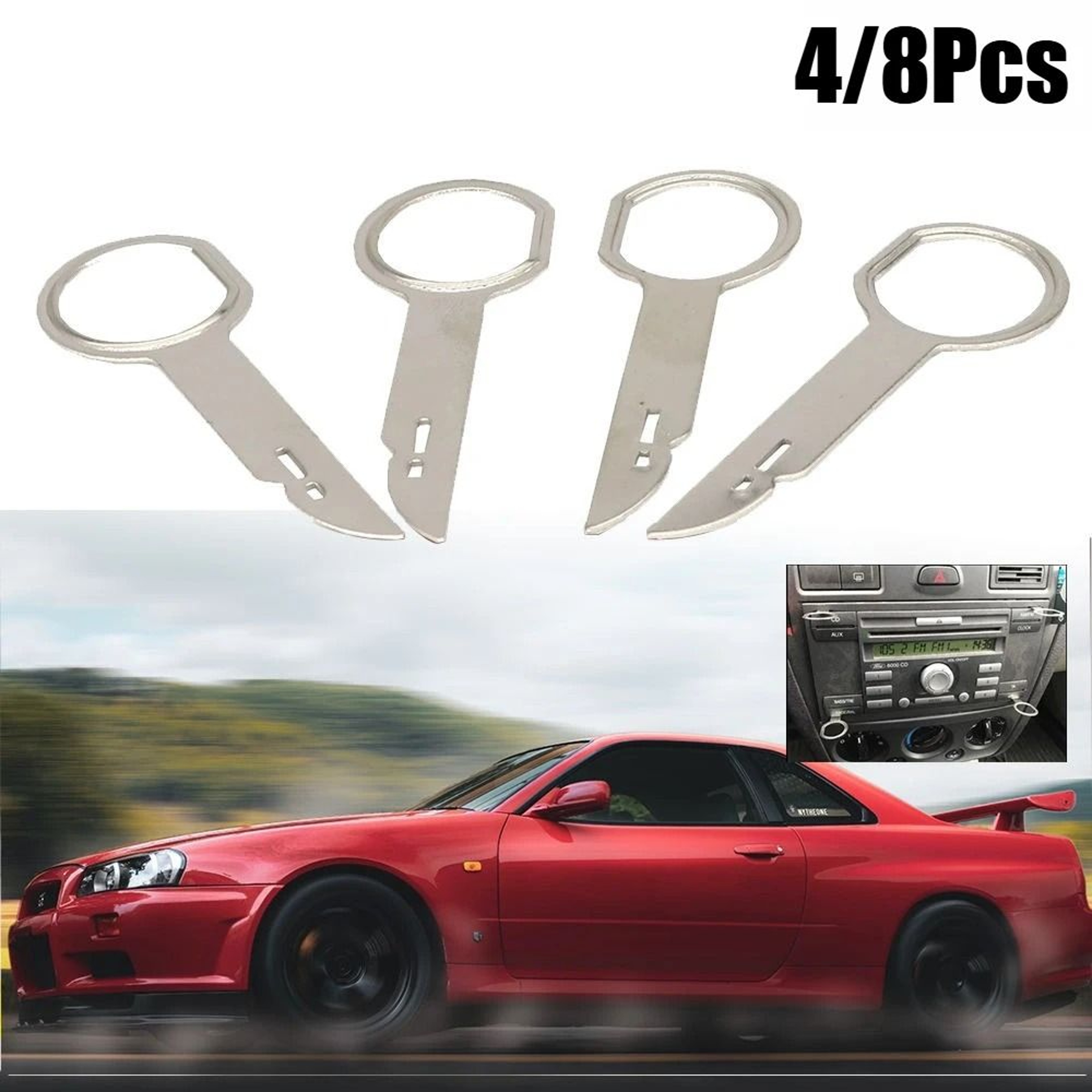 4 Or 8 Pcs Car Radio Stereo Removal Release Tools 3
