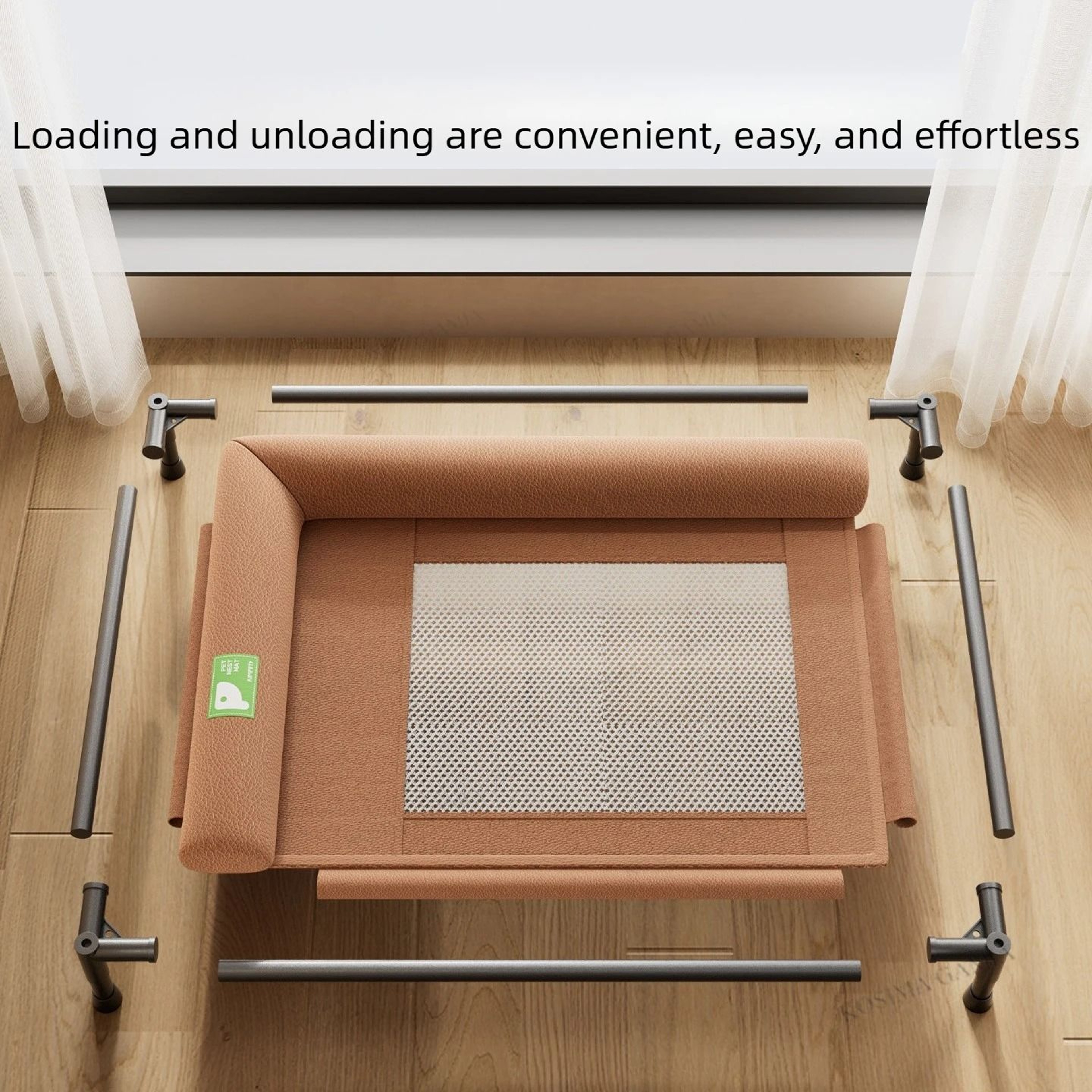 Breathable Elevated Cooling Dog Bed With Soft Pillow For Indoor Outdoor Travel 4