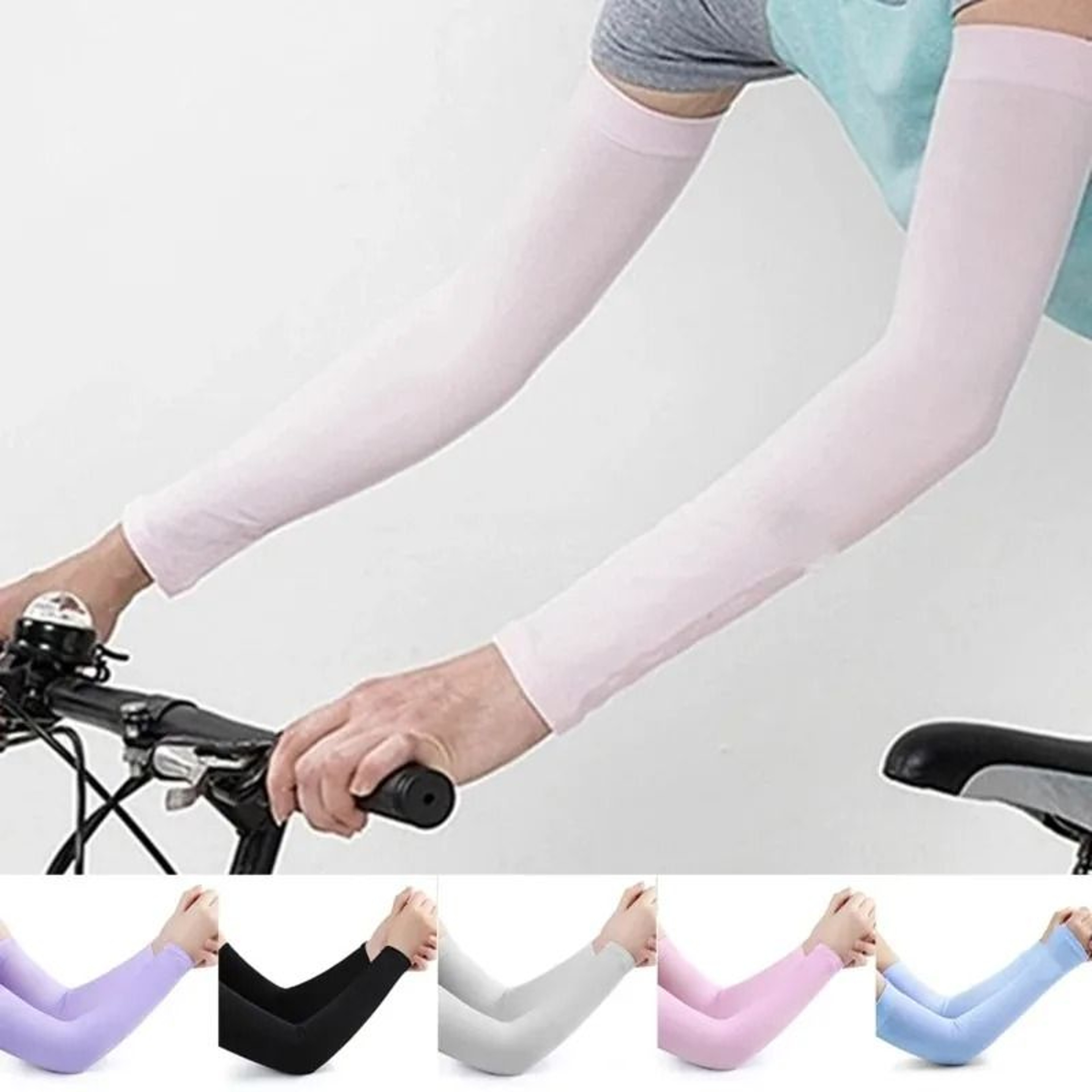 Cooling Ice Silk UV Protection Arm Sleeves With Hand Covers For Outdoor Activities 18