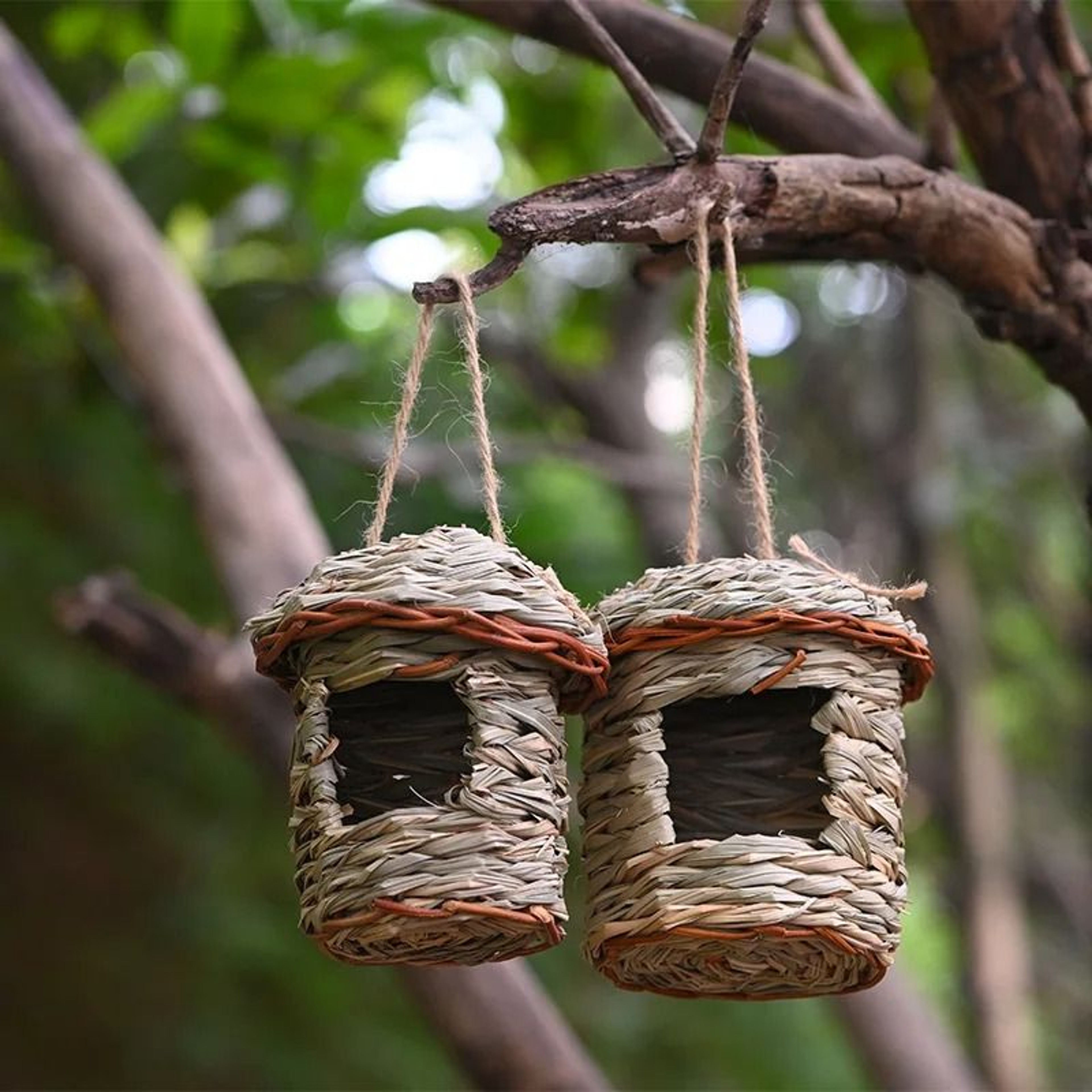 Handwoven Straw Hanging Bird Nest And Breeding Hut 5