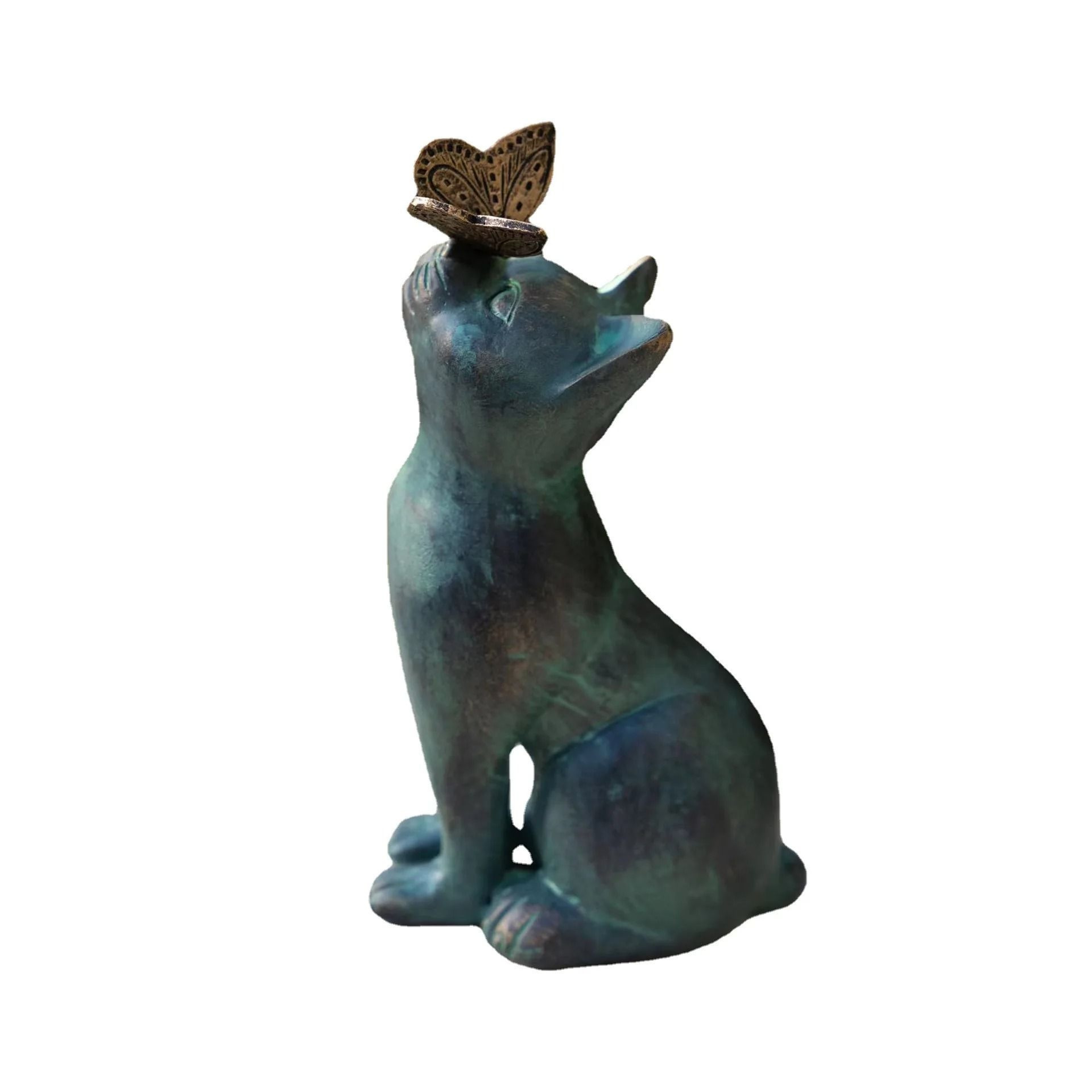Whimsical Cat And Butterfly Garden Statue 1