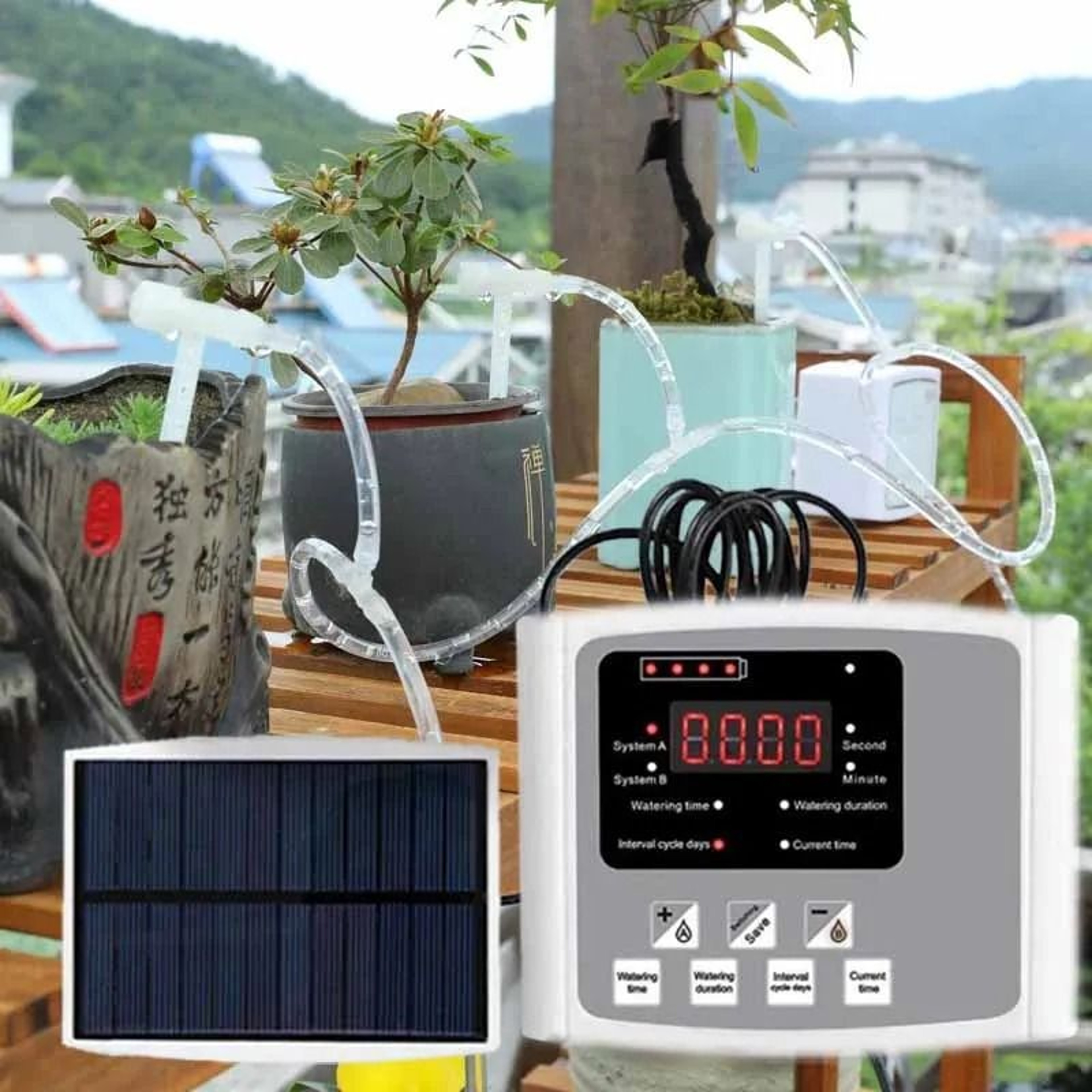 Solar Automatic Double Pump Drip Irrigation System With Adjustable Timer Controller Kit 0