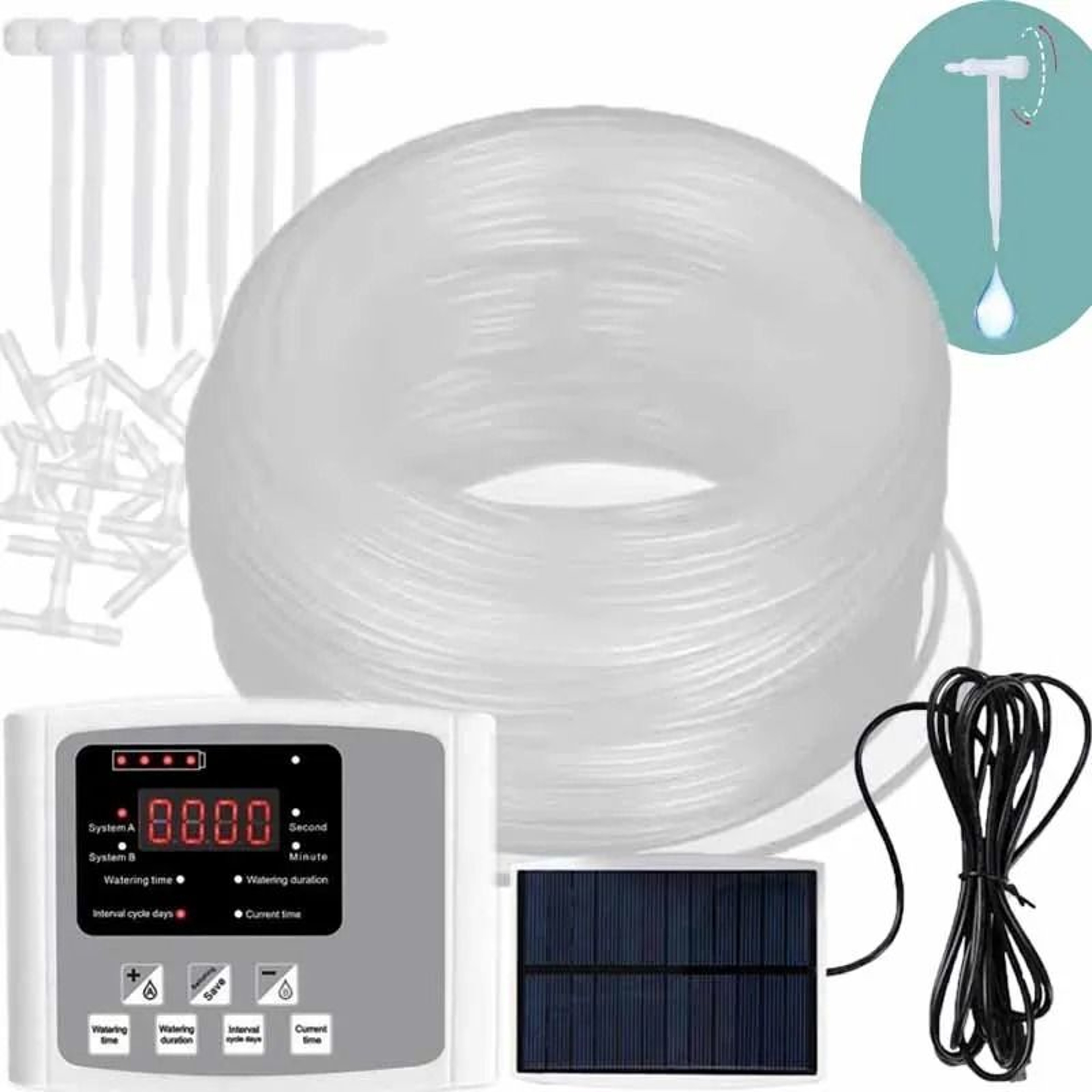 Solar Automatic Double Pump Drip Irrigation System With Adjustable Timer Controller Kit 10