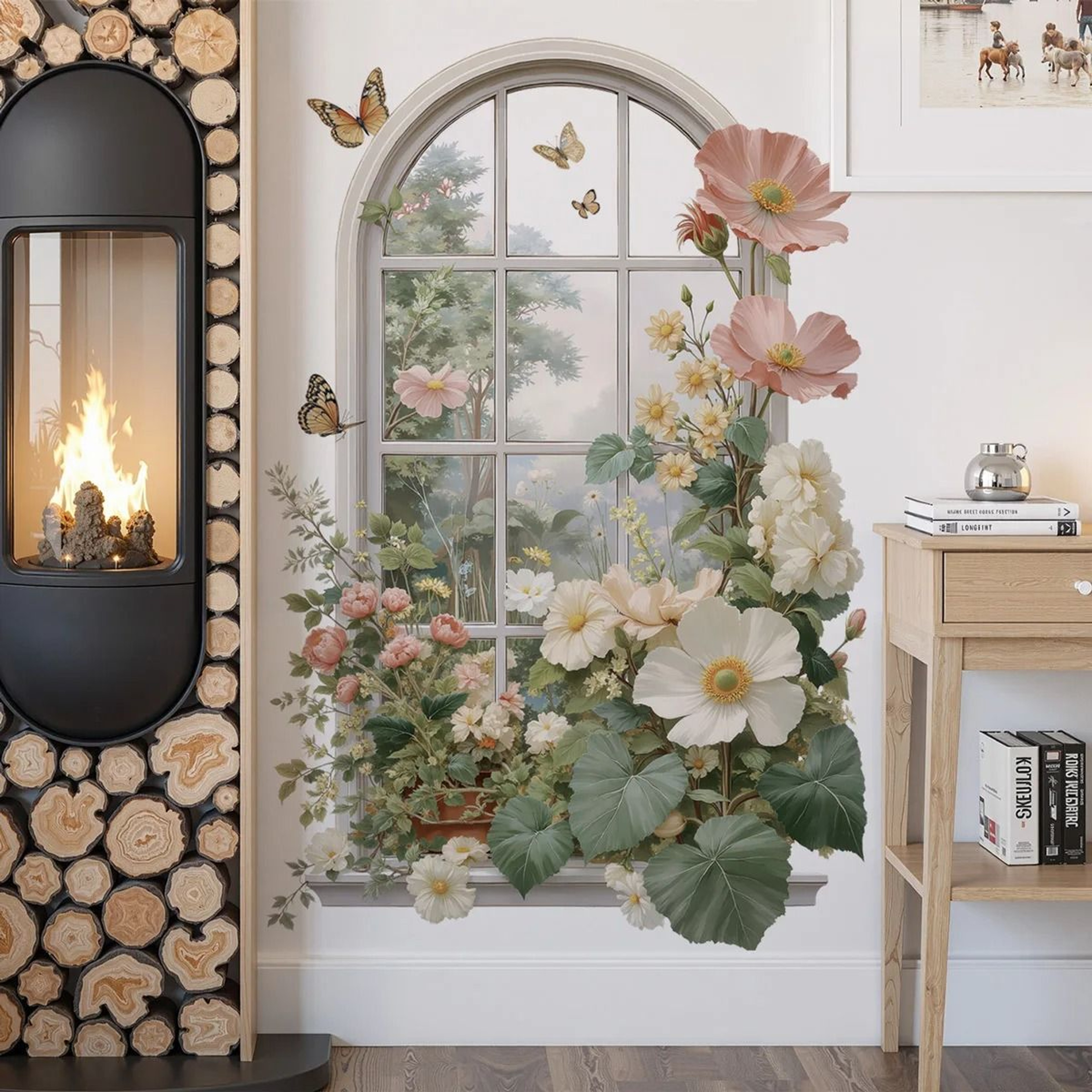 Realistic Flower Fake Window Removable Wall Decal 5