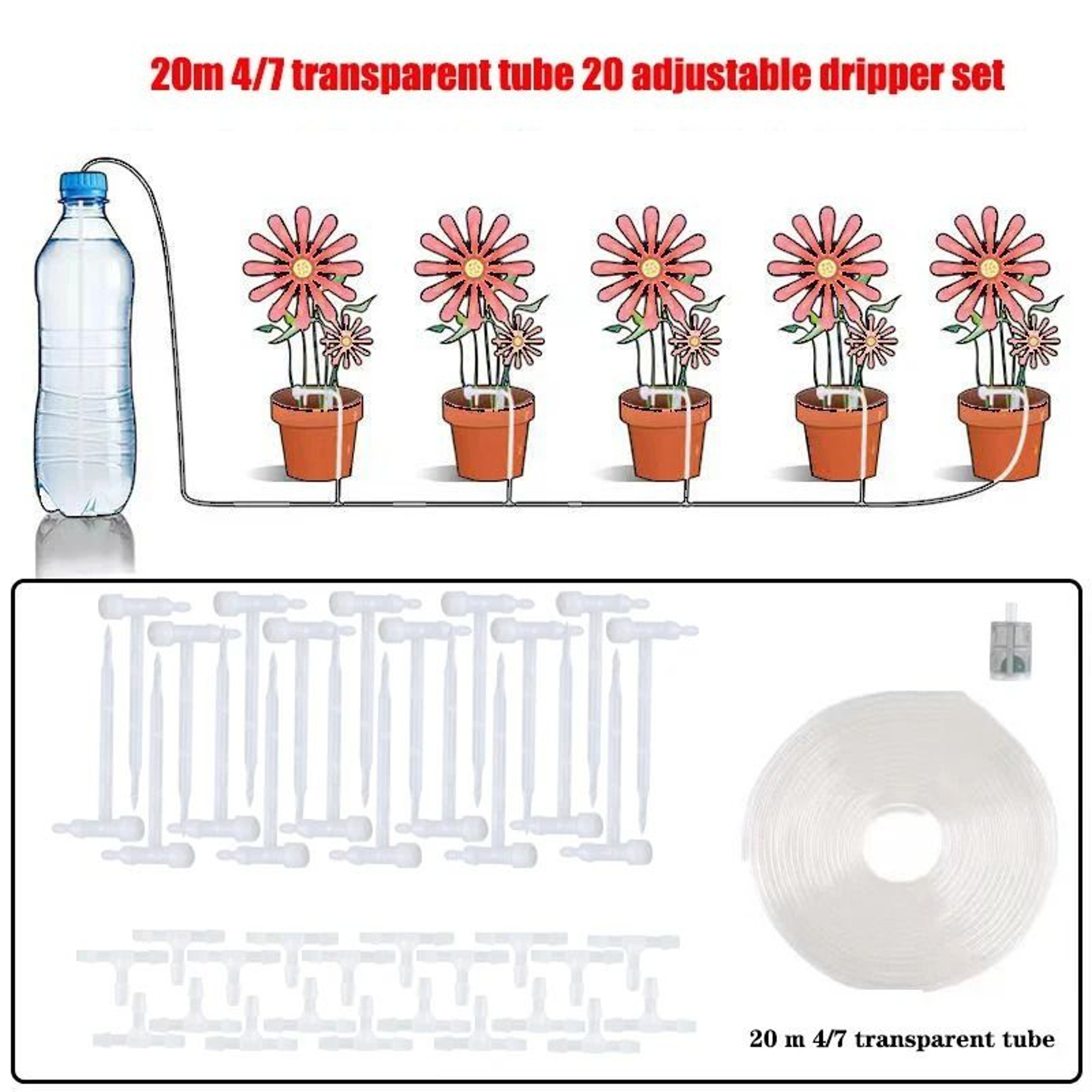Efficient Adjustable Valve Drip Irrigation Kit For Potted Plants Greenhouses And Gardens 3