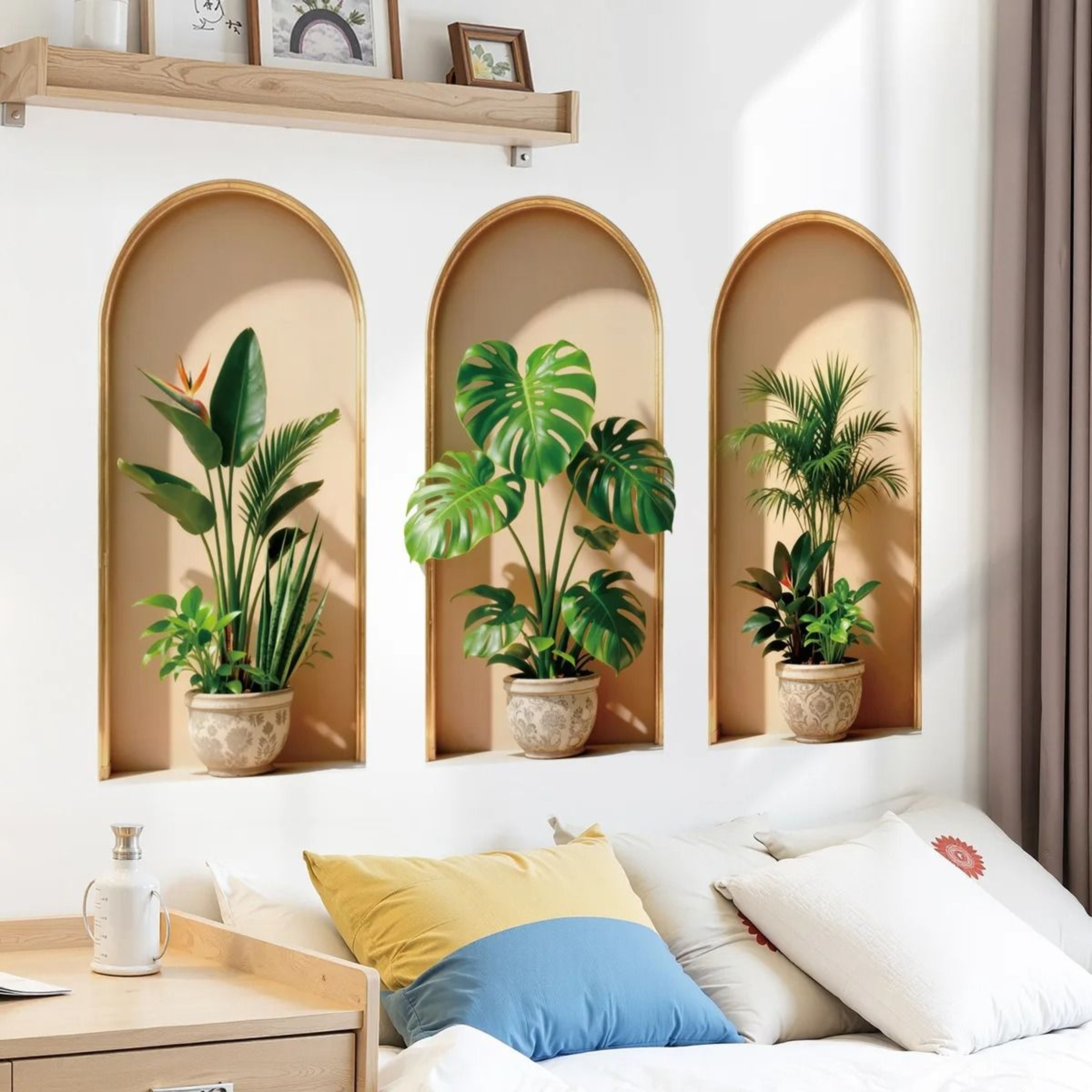 Realistic Potted Plant Picture Frame Wall Decal For Modern Botanical Home Decor 3