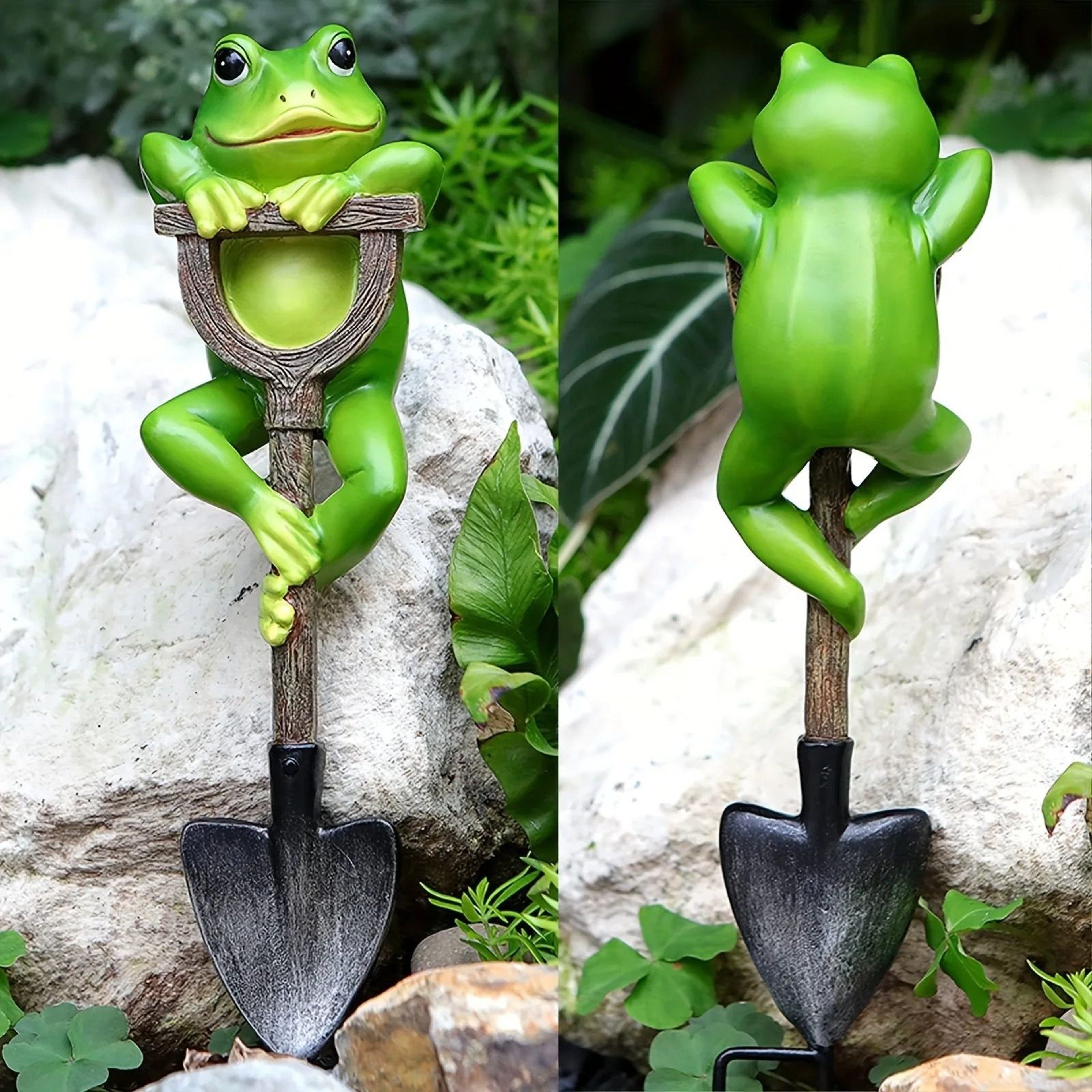 Cute Gnome Frog Rabbit Turtle Garden Statue Set With Decorative Shovels 9